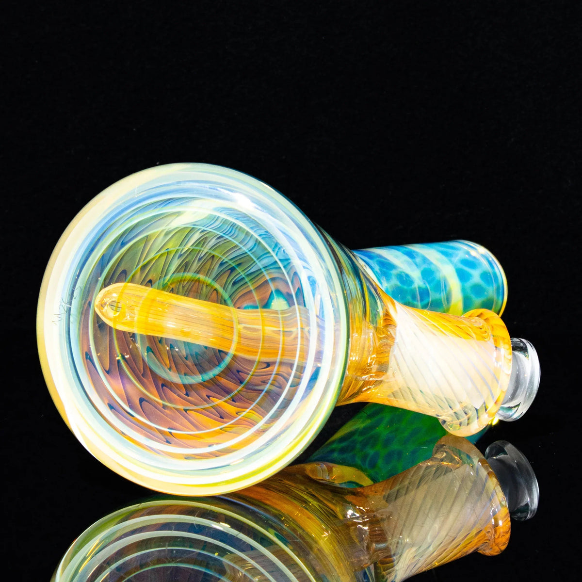 Colorful honeycomb glass mini tube with detailed linework on black background