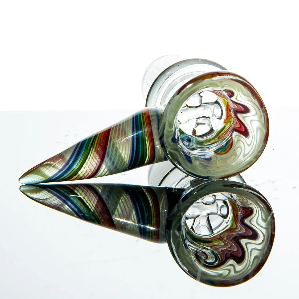 Colorful rainbow wig wag glass slide bowl with 18mm joint for water pipes