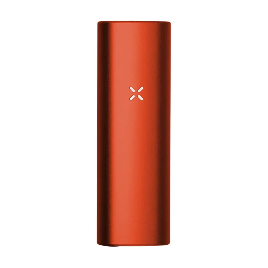 Compact orange dry herb vaporizer device with simple design on white background