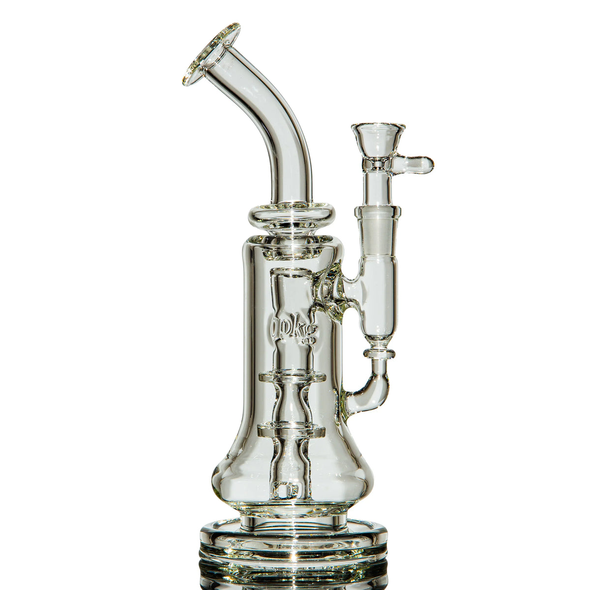 Hand-blown glass 14mm Double Disk Banger Hanger by PKG