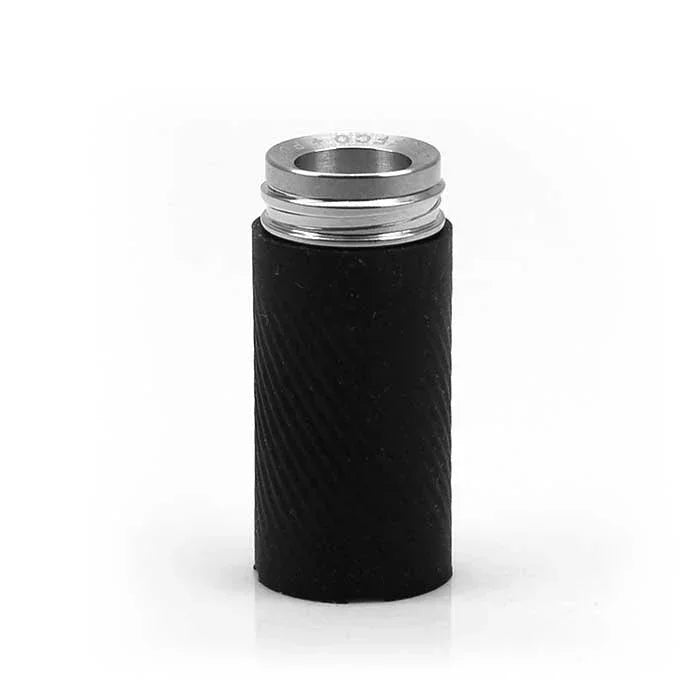 Puffco Plus chamber close-up, black textured body with metal top, vaporizer accessory