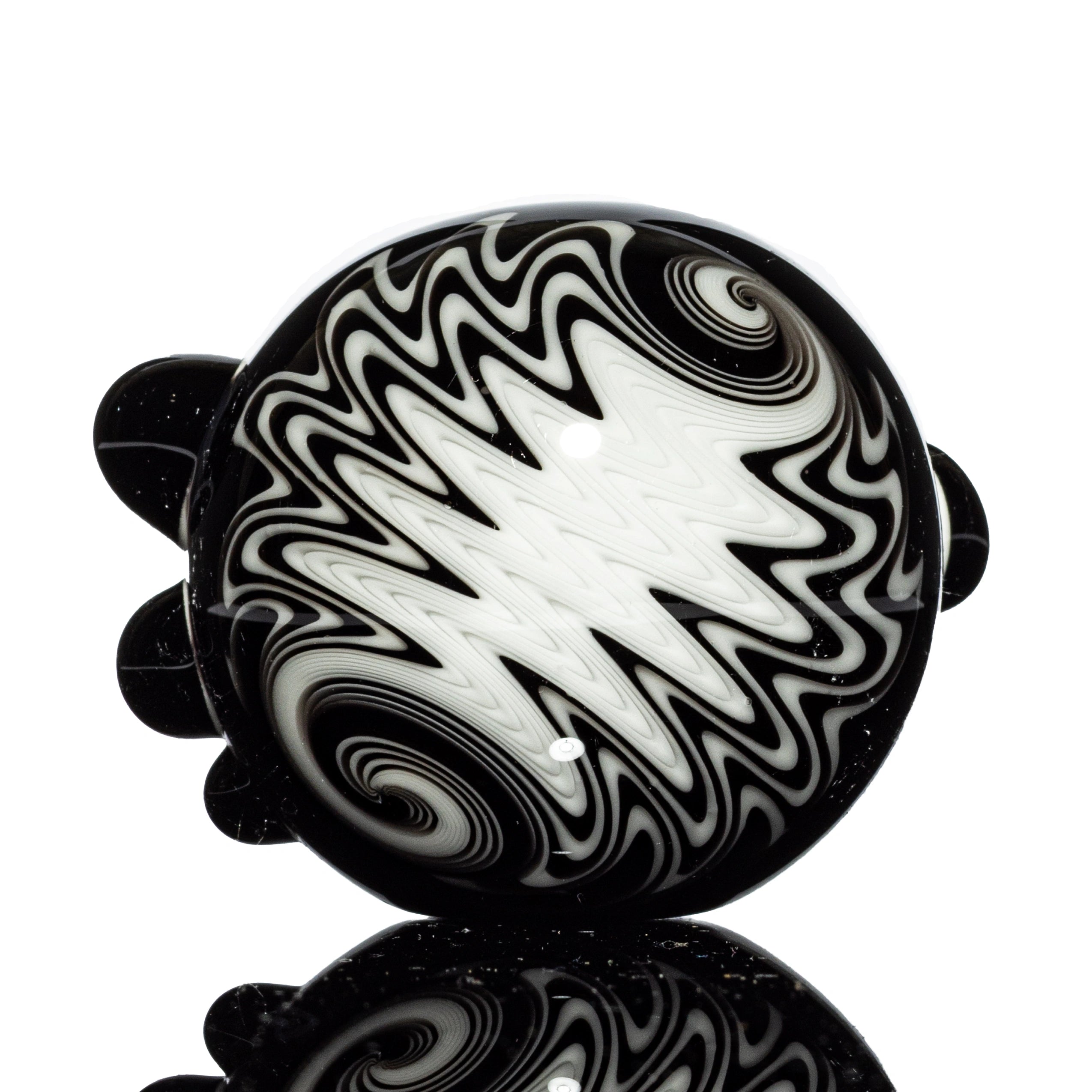Puzzler Glass - Black & White Wig Wag Cap Spoon
