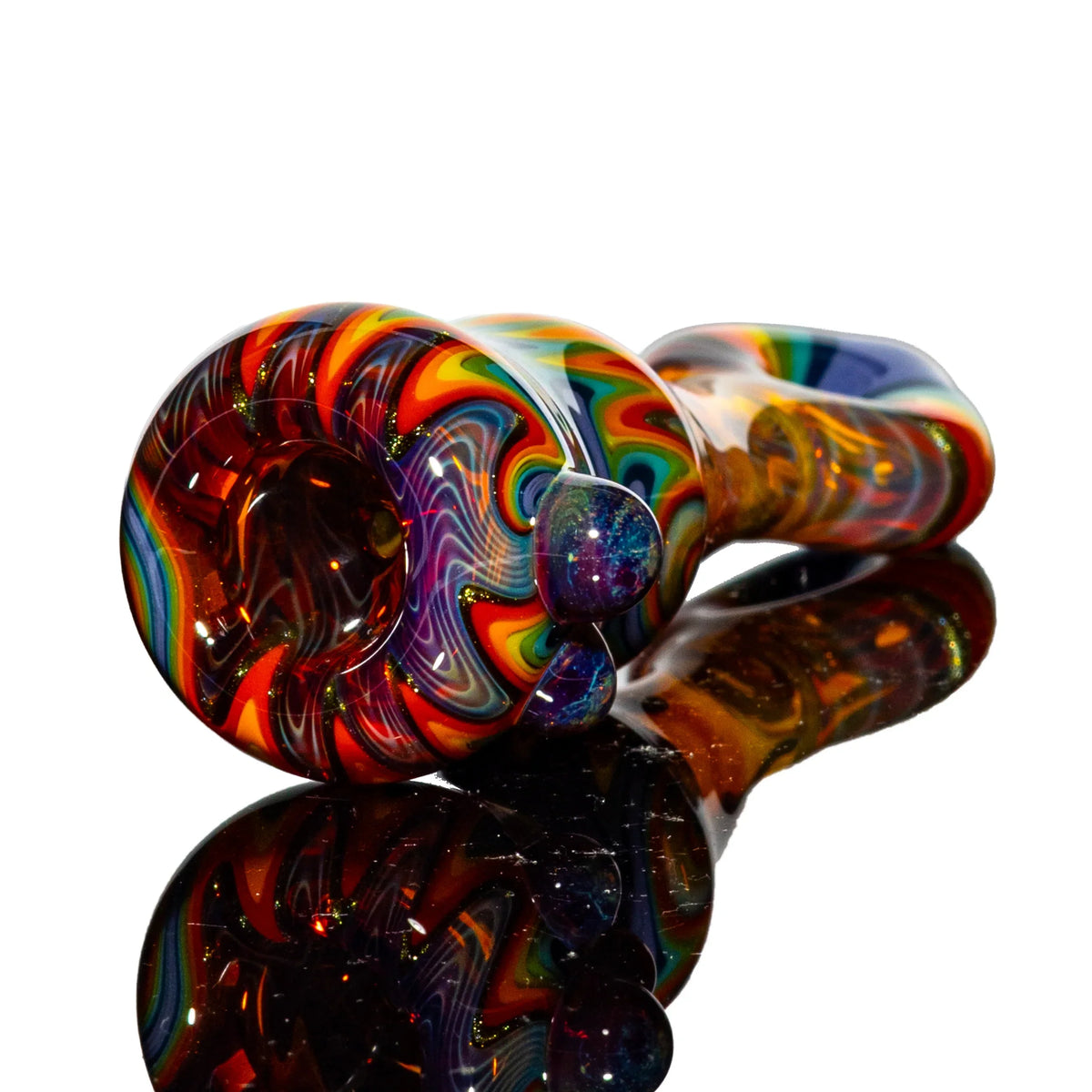 Puzzler Glass - Amber Purple & Rainbow Wig Wag Onie