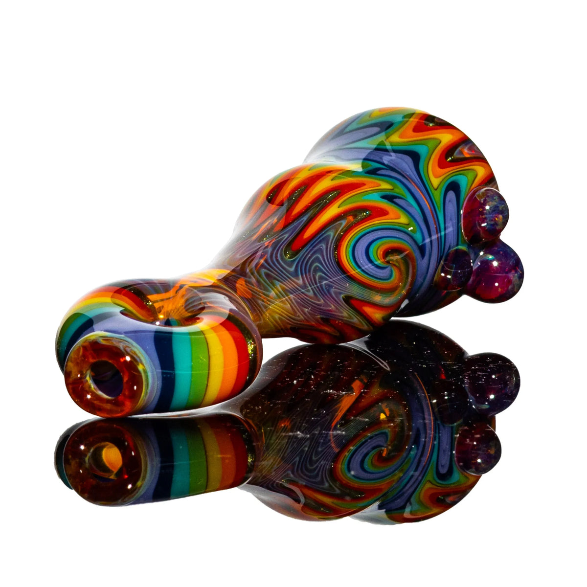 Puzzler Glass - Amber Purple & Rainbow Wig Wag Onie