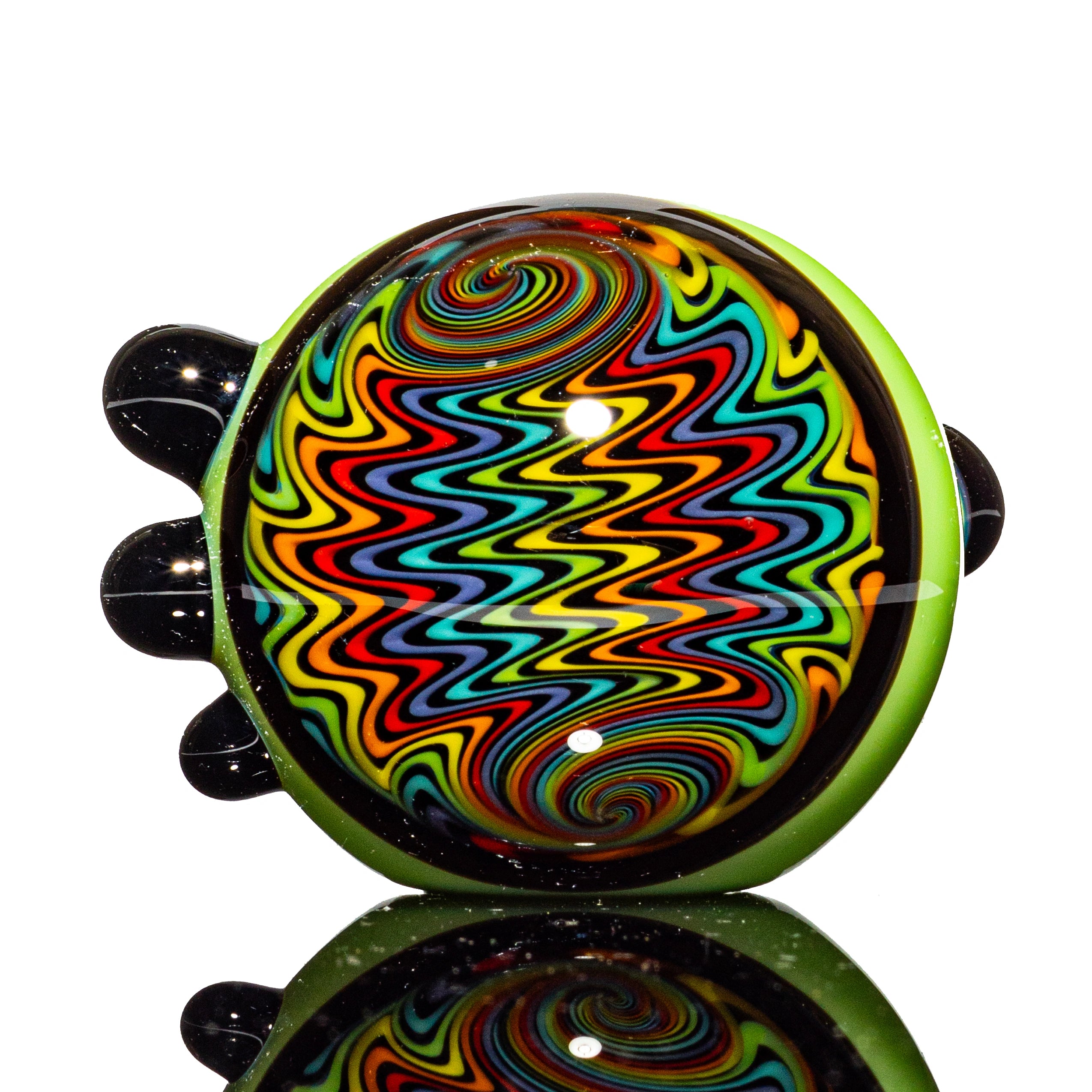 Puzzler Glass - Green & Rainbow Wig Wag Cap Spoon