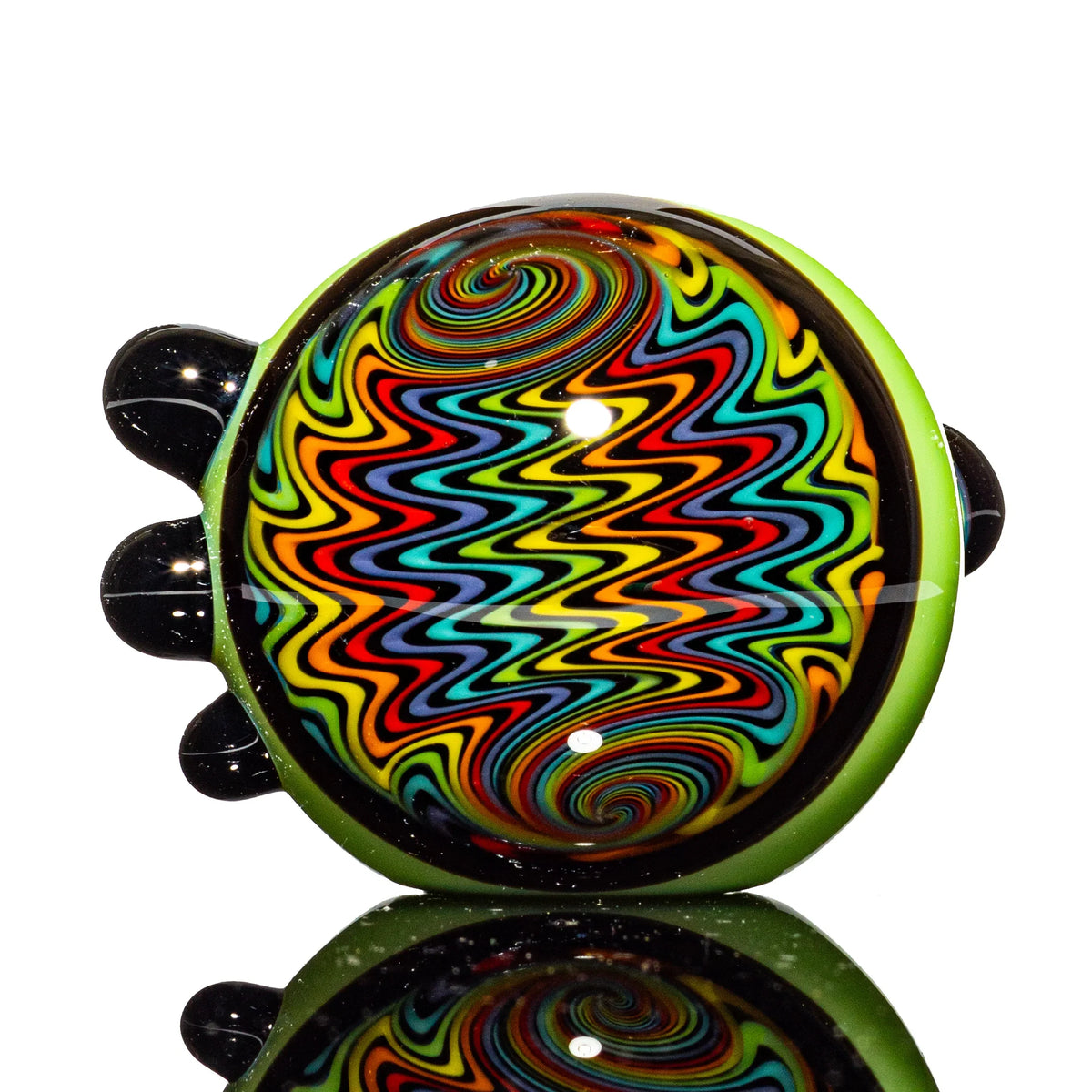 Puzzler Glass - Green & Rainbow Wig Wag Cap Spoon
