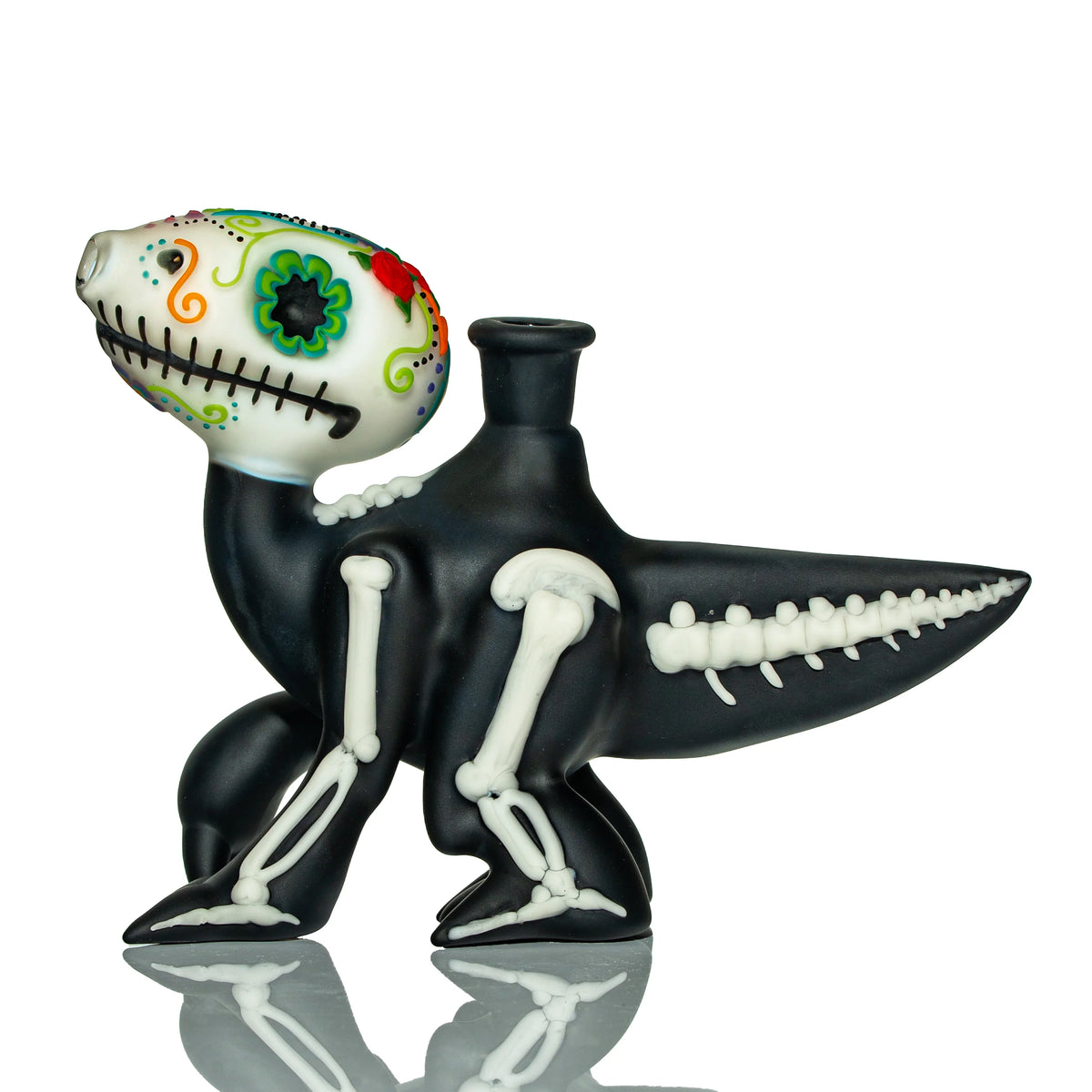 Hand-blown glass Calavera Dino dab rig by Elbo x Ryan Jenkins