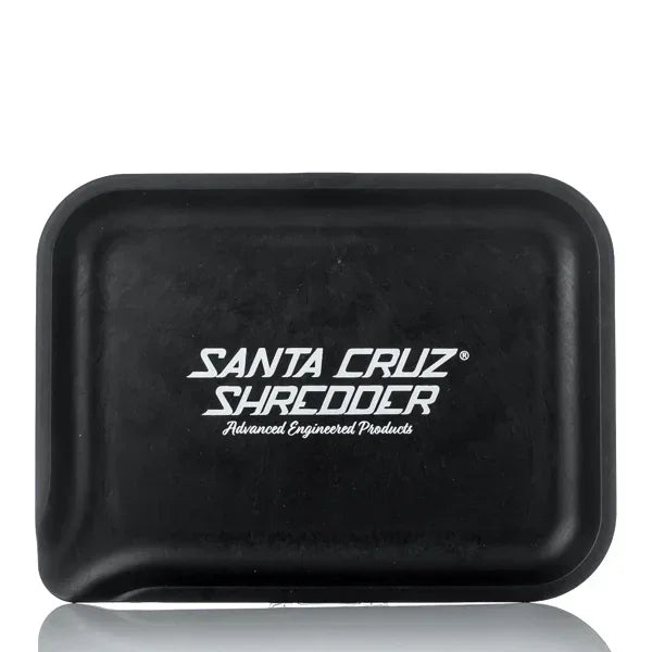 Black hemp rolling tray with Santa Cruz Shredder logo in white lettering