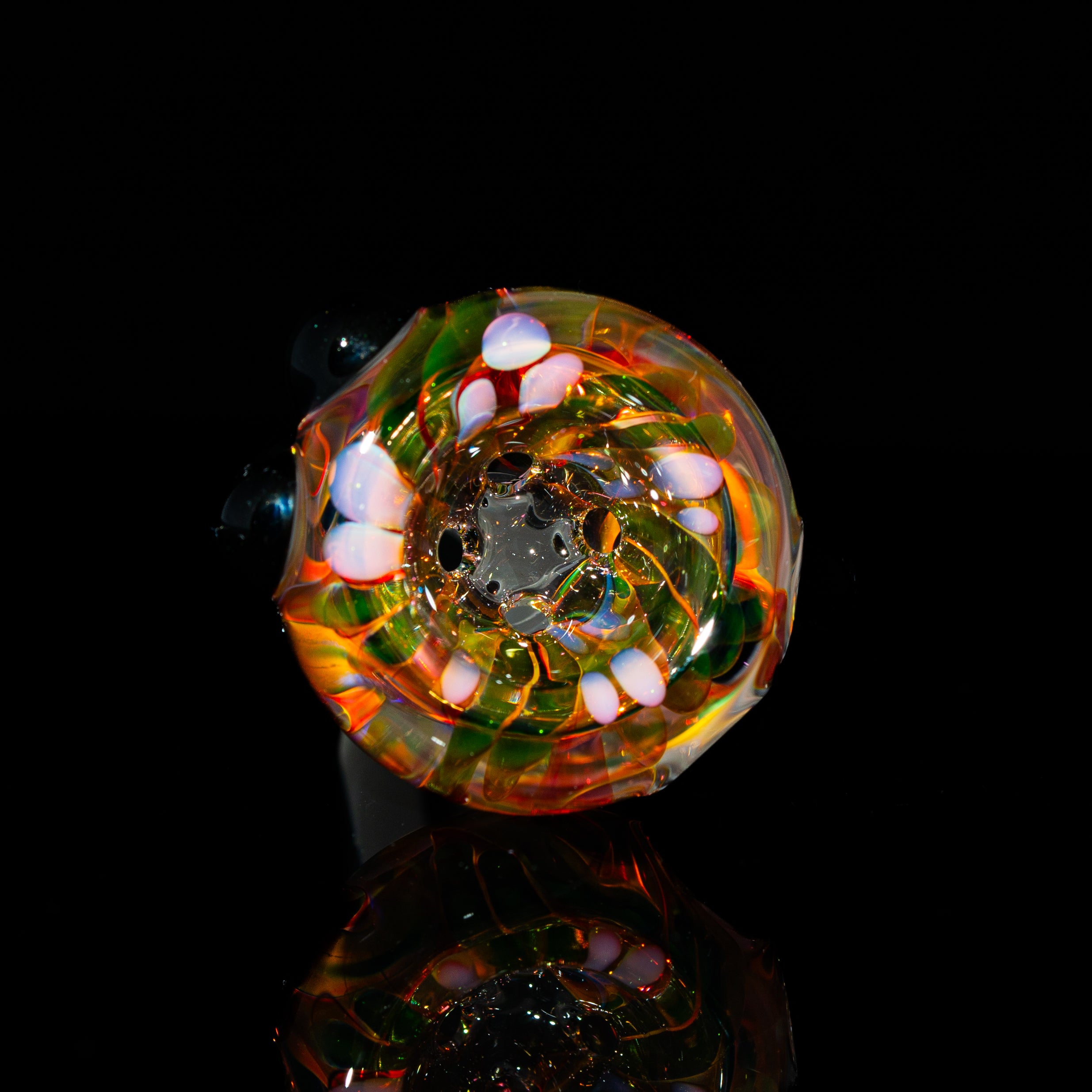 Sarah Marblesbee - Black Dotted Fumed Four Hole 14mm Slide
