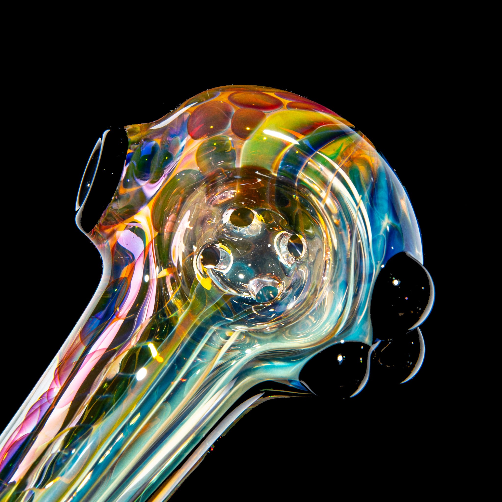 Sarah Marblesbee - Black Dotted Fumed Four Hole Mini Spoon