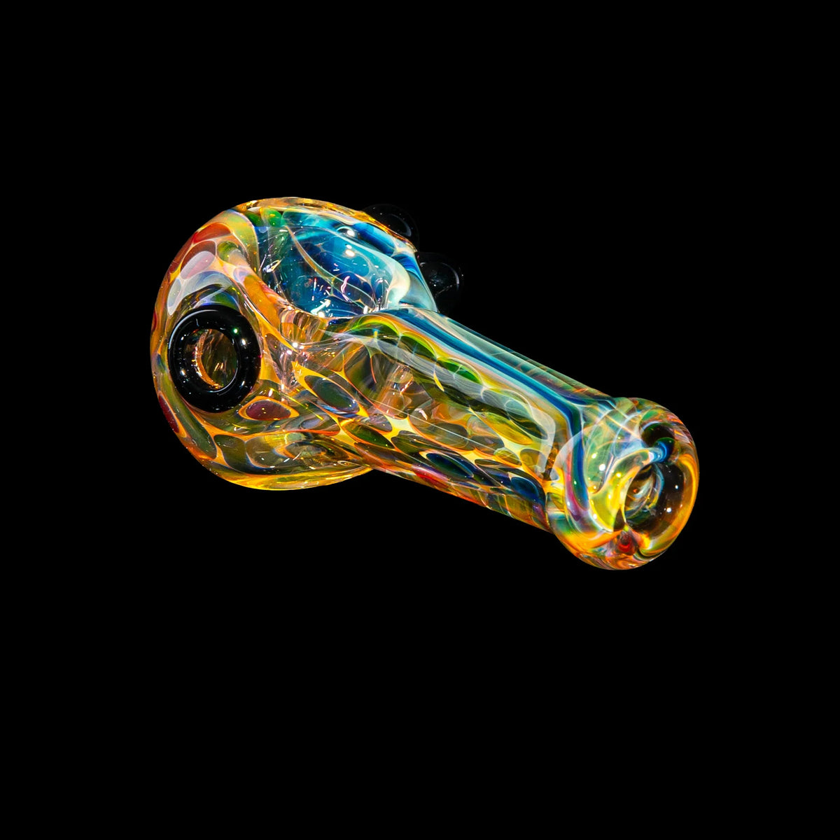 Sarah Marblesbee - Black Dotted Fumed Four Hole Mini Spoon