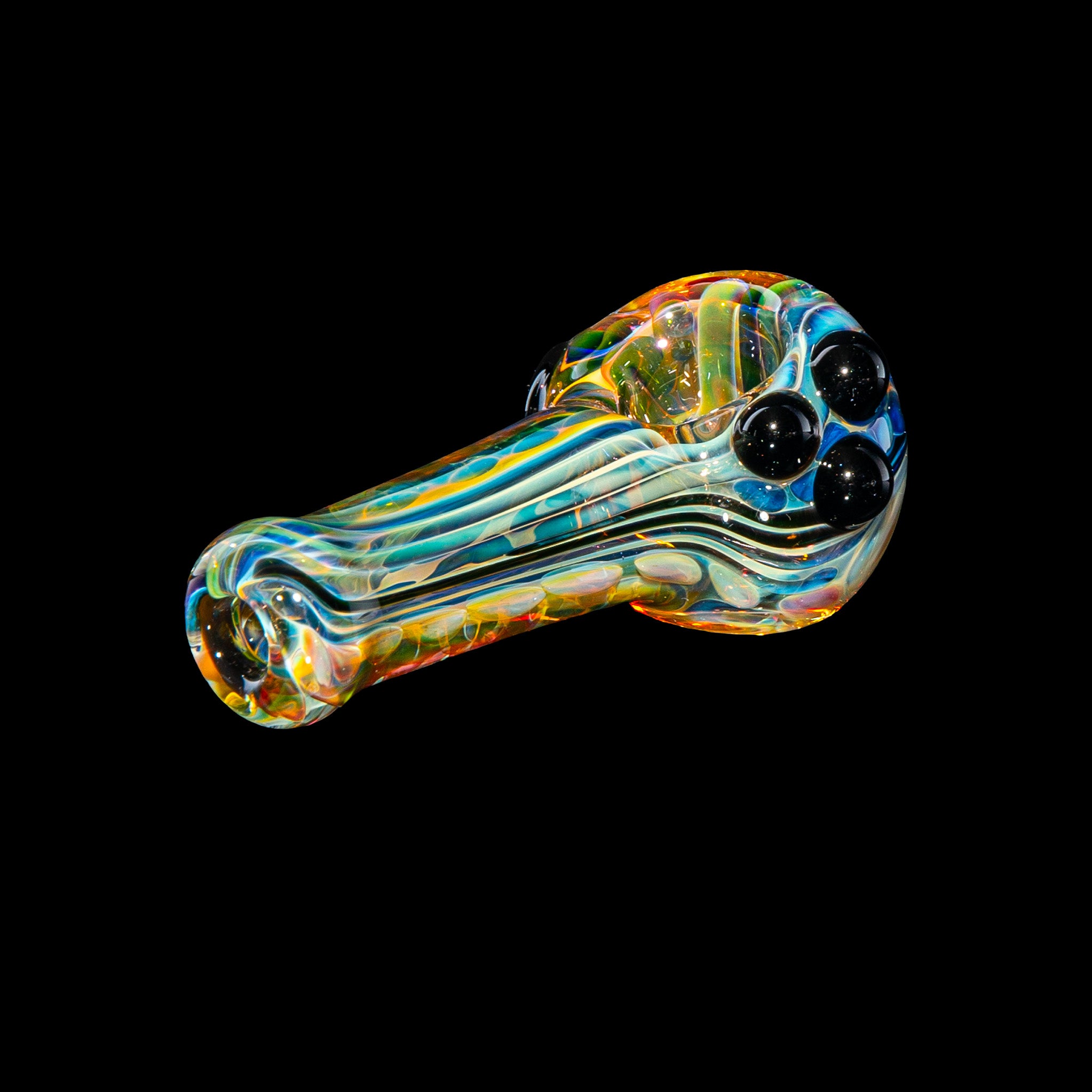 Sarah Marblesbee - Black Dotted Fumed Four Hole Mini Spoon