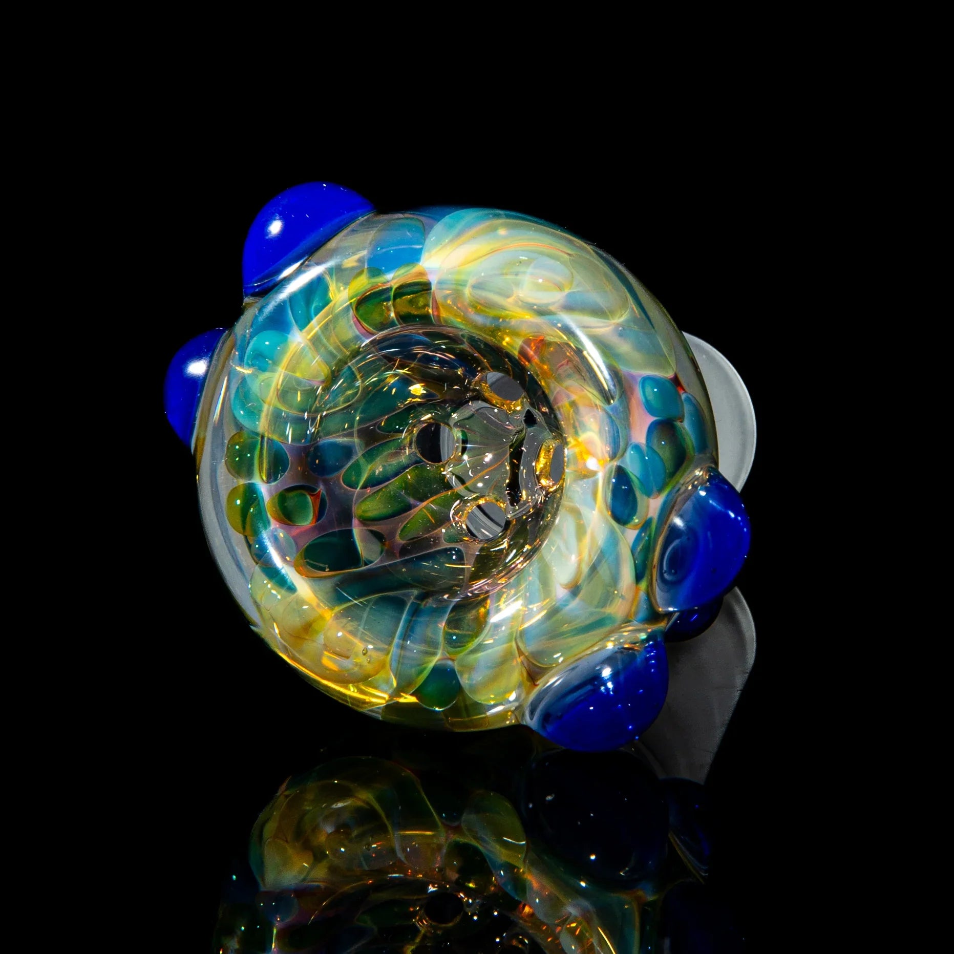 Sarah Marblesbee - Blue Dotted Four Hole 18mm Slide