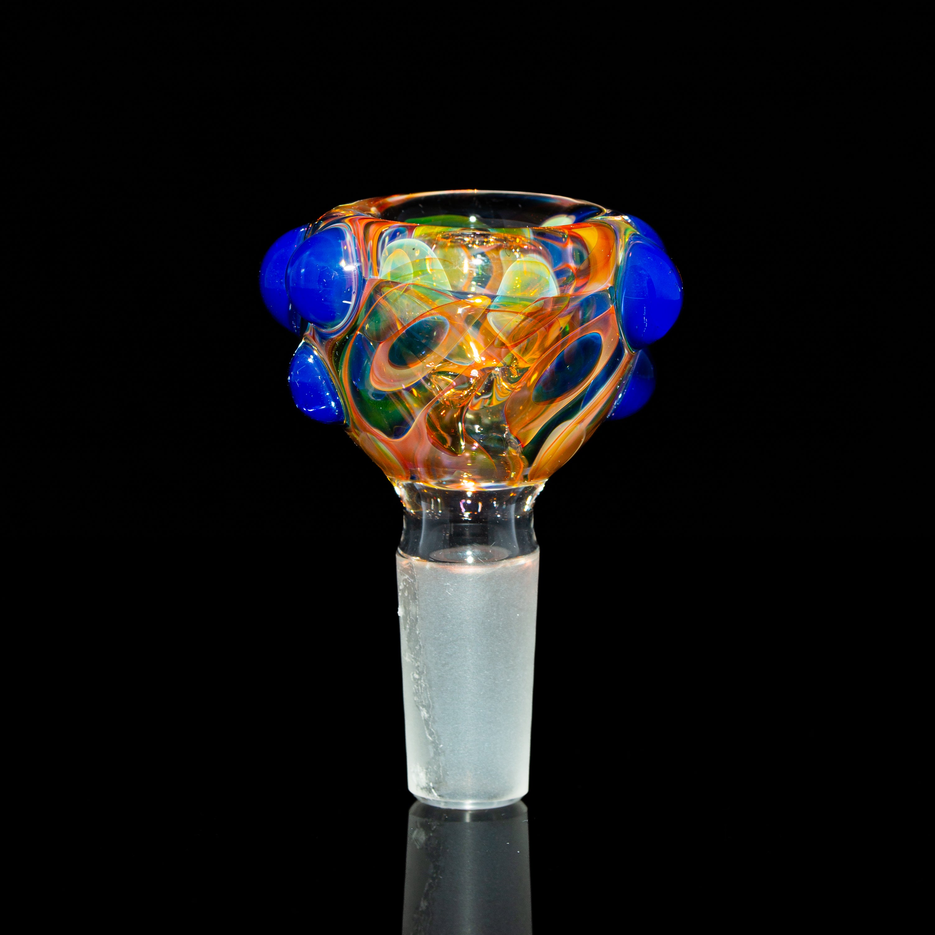 Sarah Marblesbee - Blue Dotted Fumed Four Hole 14mm Slide