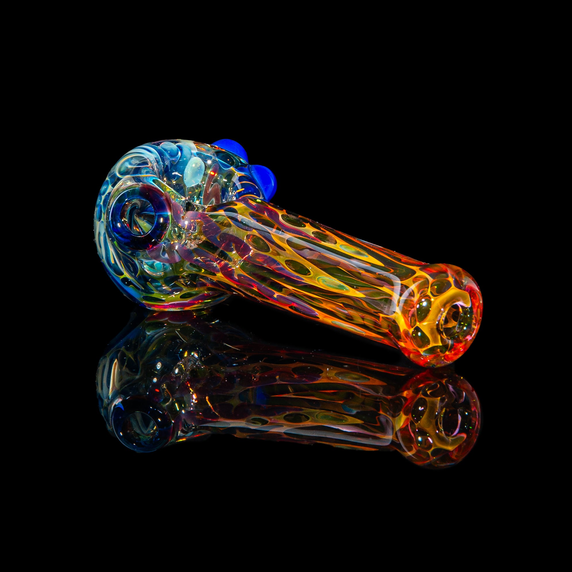 Sarah Marblesbee - Blue Dotted Fumed Four Hole Spoon