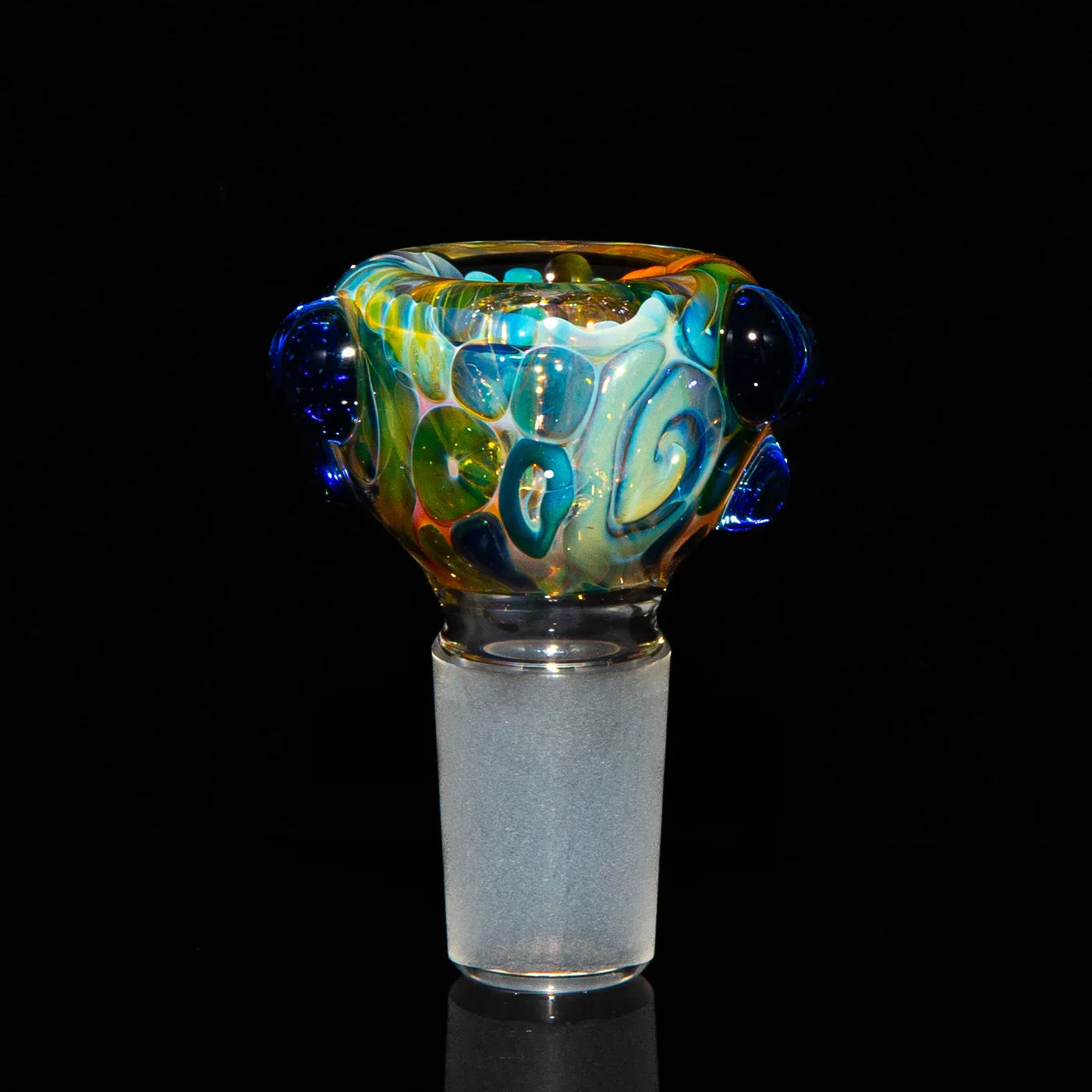 Sarah Marblesbee - Fumed Blue Dot Four Hole 18MM Slide