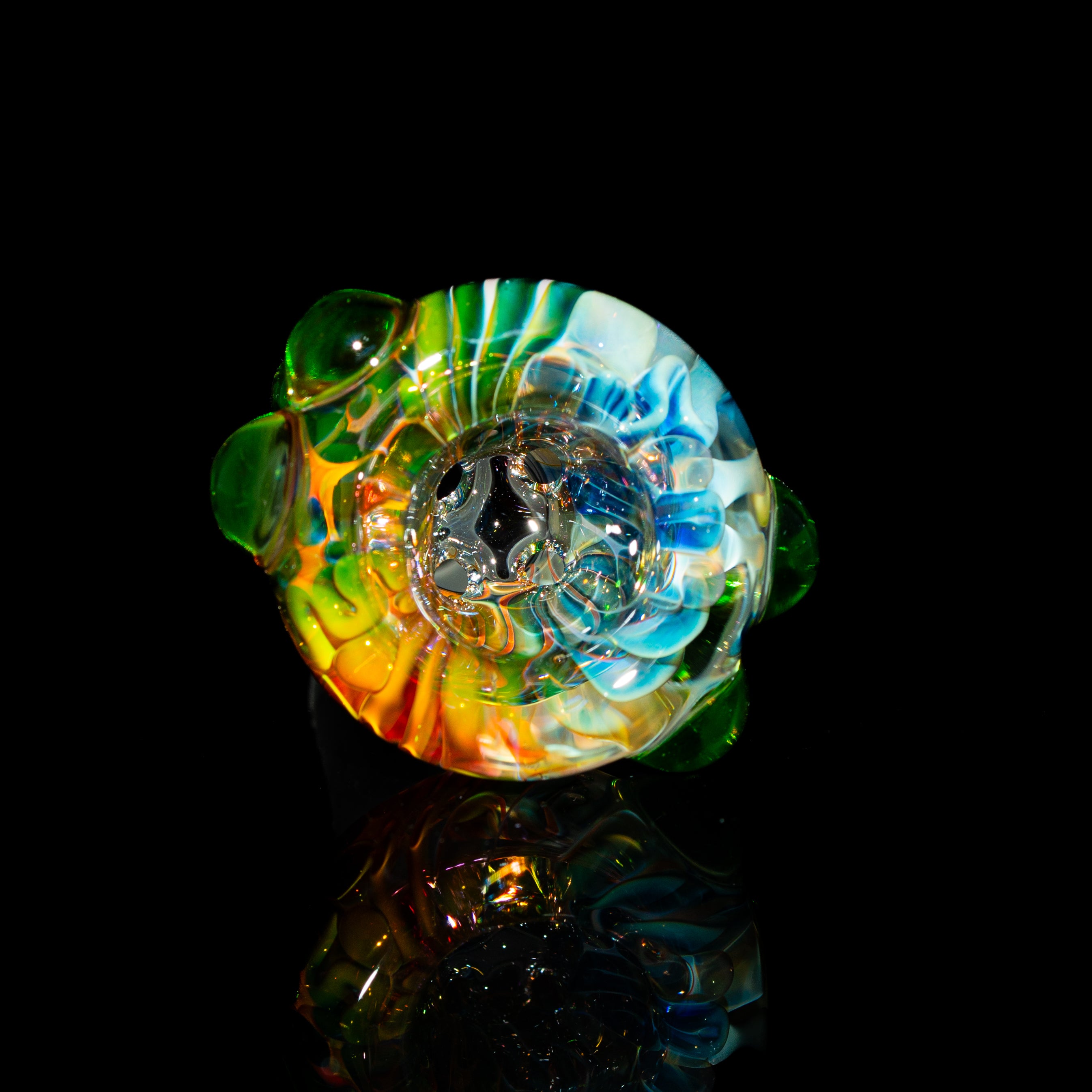 Sarah Marblesbee - Green Dotted Fumed Four Hole 18mm Slide