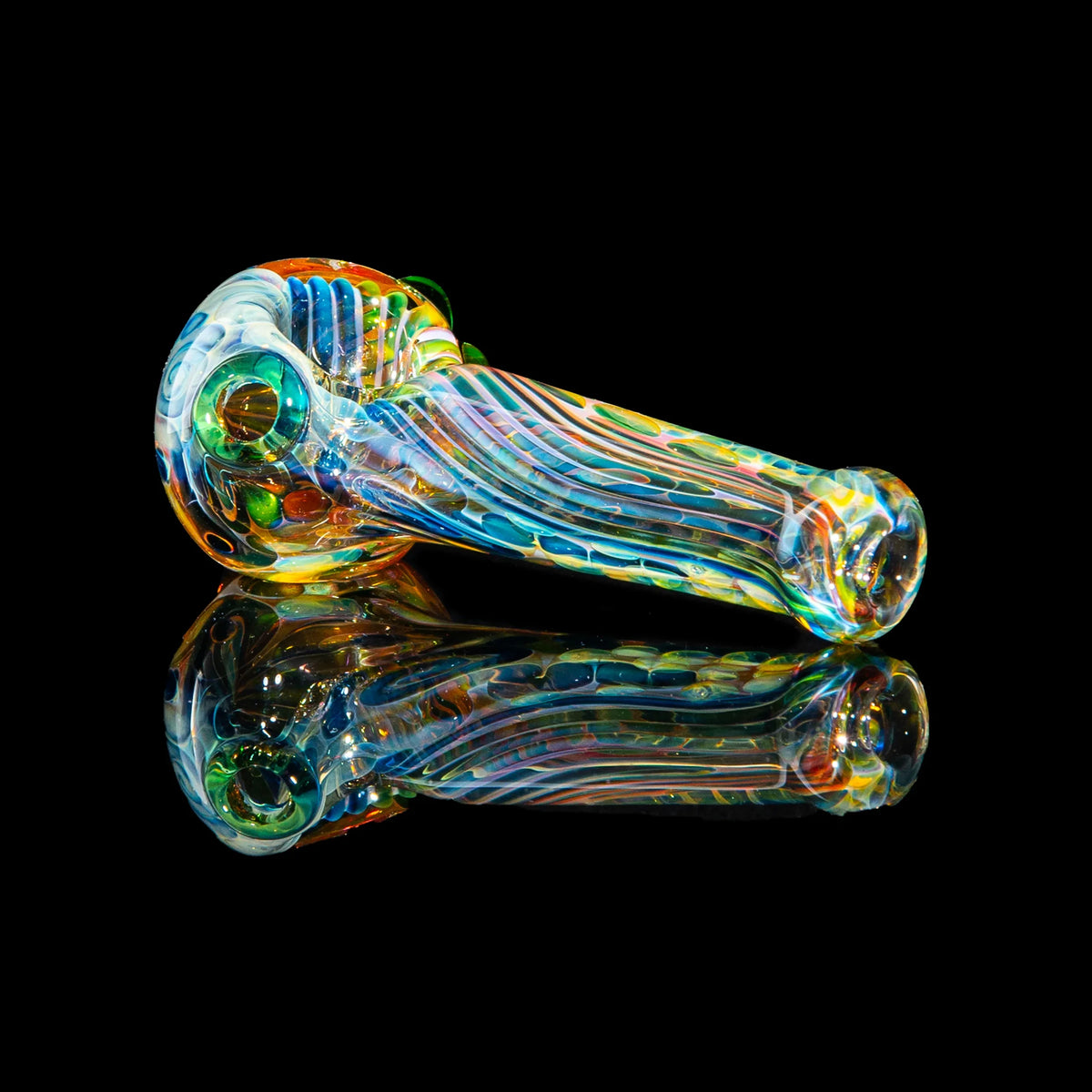 Sarah Marblesbee - Green Dotted Fumed Four Hole Spoon