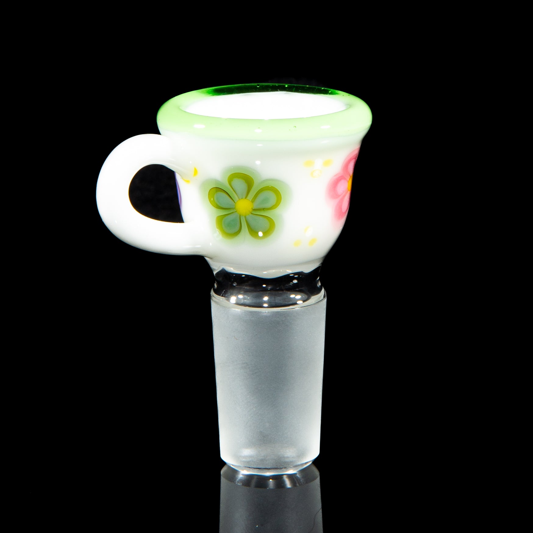 Sarah Marblesbee - Green Floral Teacup Four Hole 18mm Slide