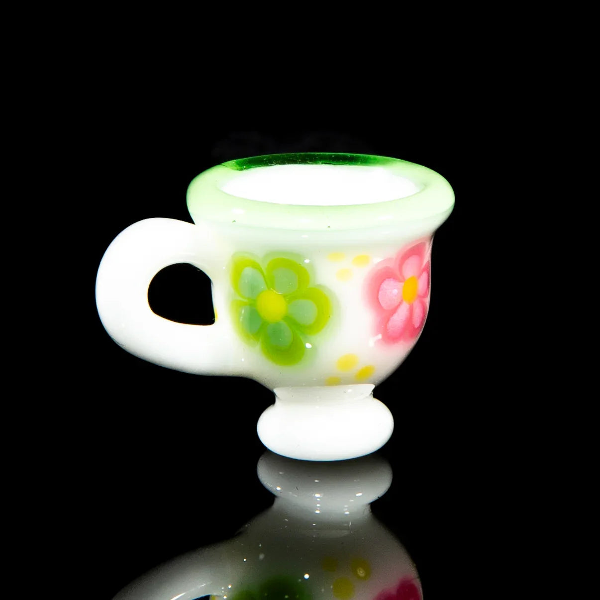 Sarah Marblesbee - Green Floral Teacup Pendant