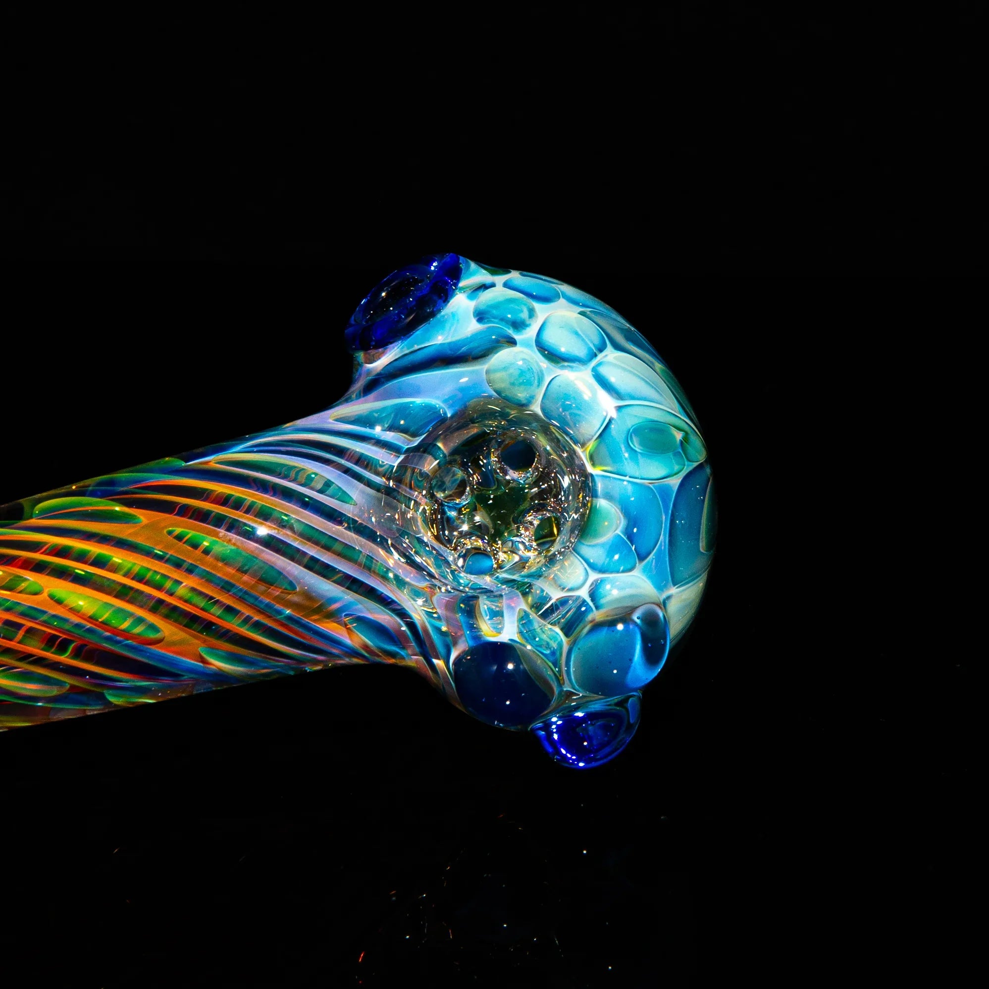 Sarah Marblesbee - Inside Out Fumed Blue Dot Four Hole Spoon
