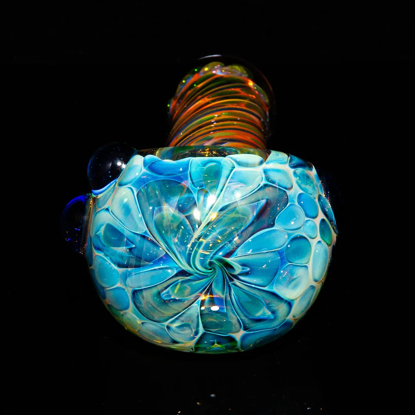 Sarah Marblesbee - Inside Out Fumed Blue Dot Four Hole Spoon