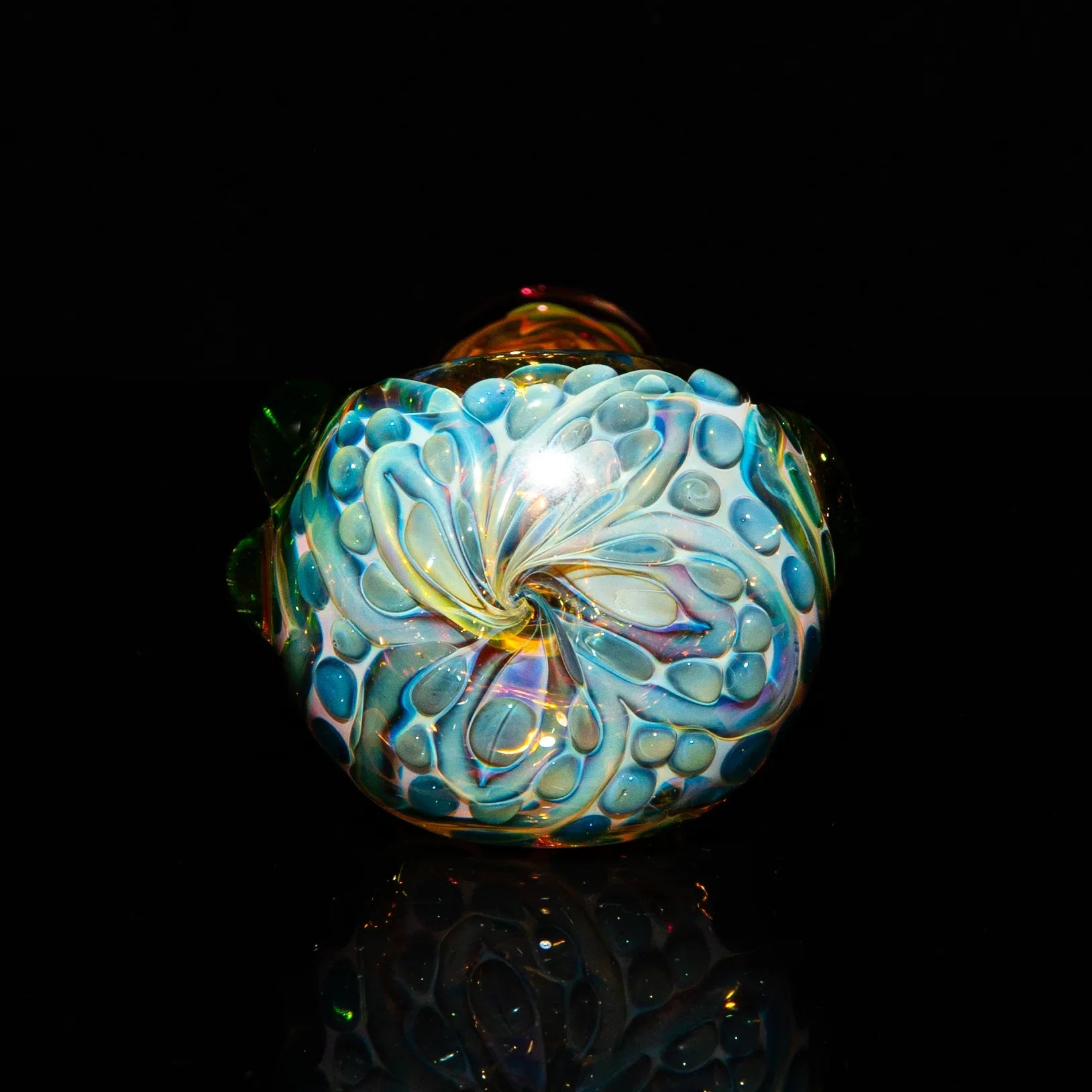 Sarah Marblesbee - Inside Out Fumed Green Dot Four Hole Spoon