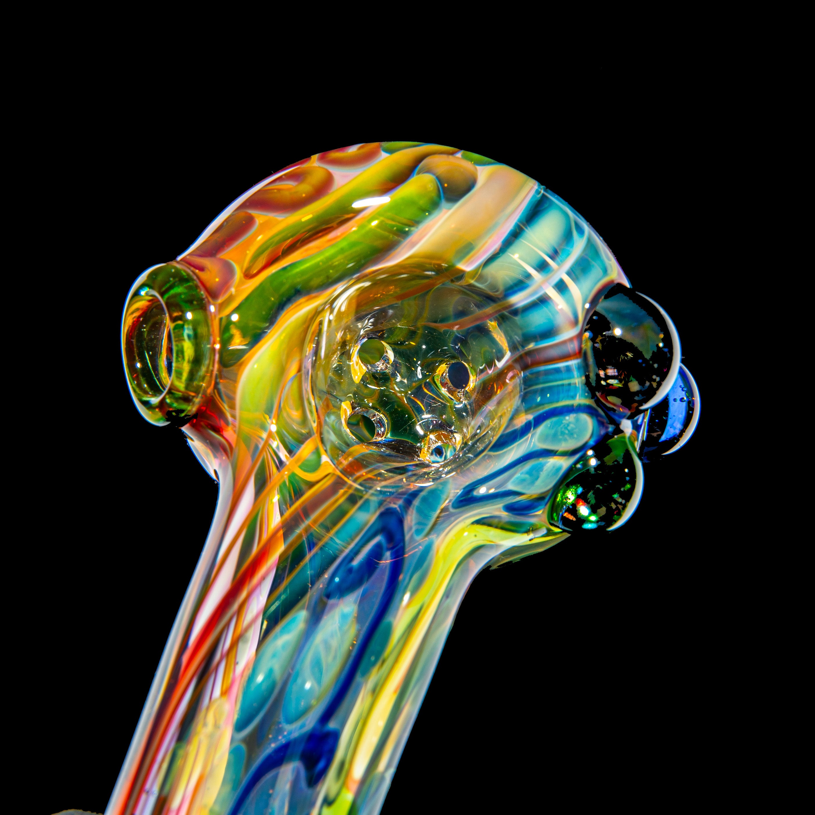 Sarah Marblesbee - Light Blue Dotted Fumed Four Hole Spoon