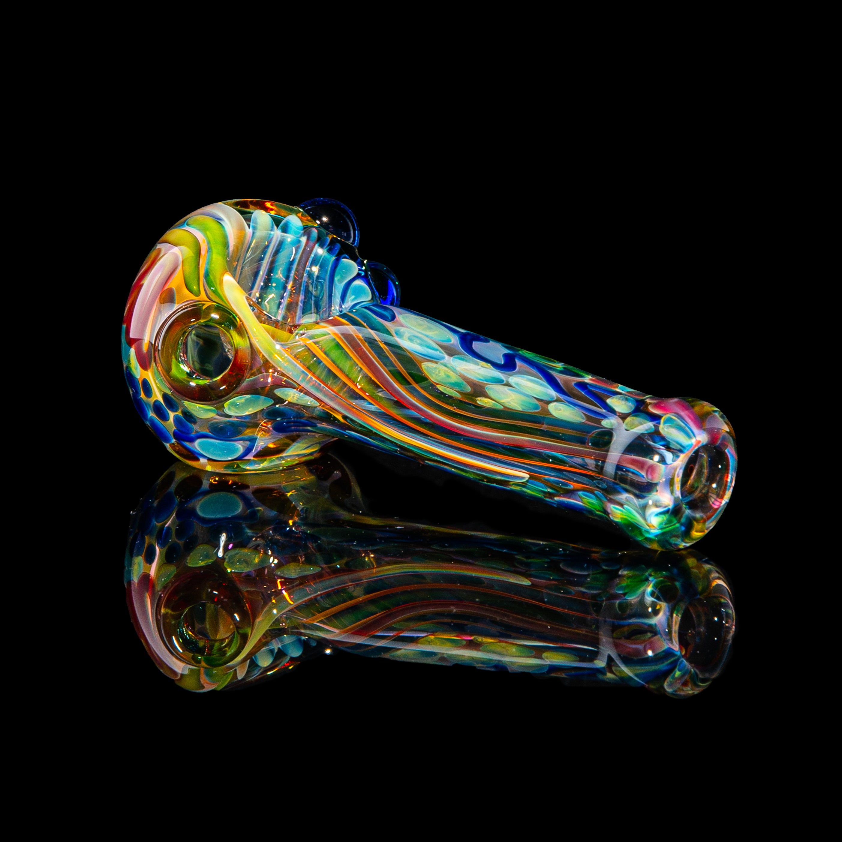 Sarah Marblesbee - Light Blue Dotted Fumed Four Hole Spoon