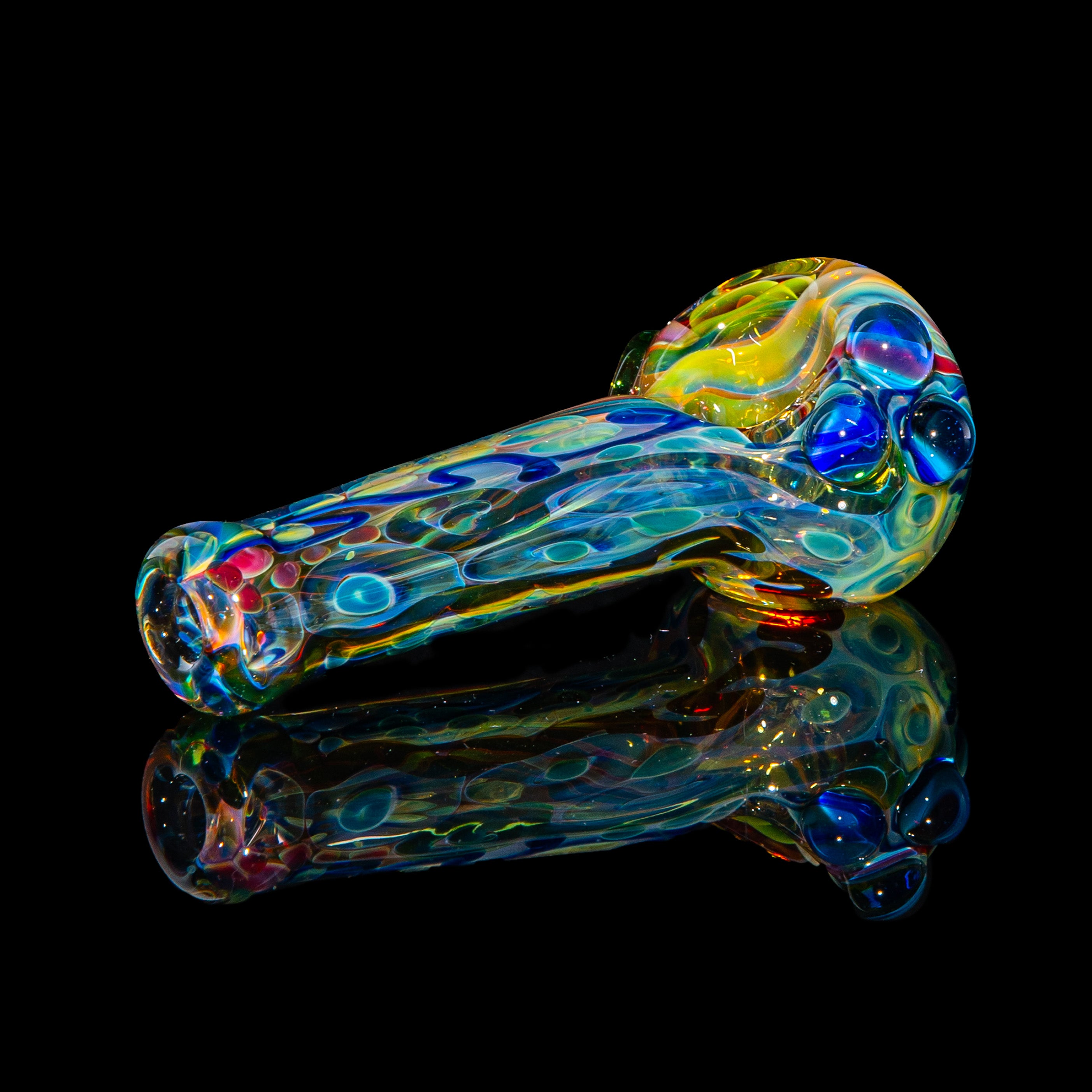 Sarah Marblesbee - Light Blue Dotted Fumed Four Hole Spoon