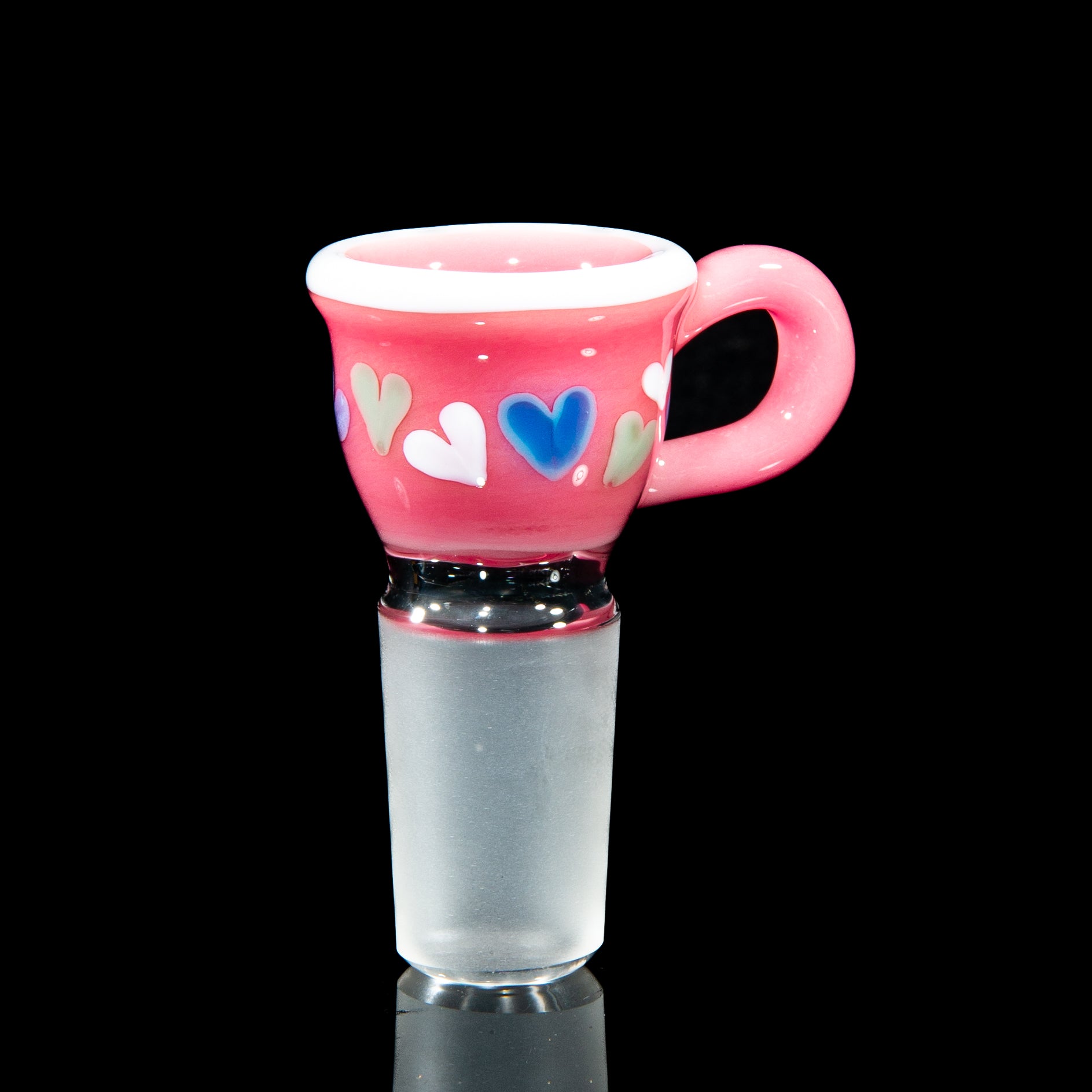 Sarah Marblesbee - Pink & Pastel Hearts Teacup Four Hole 18mm Slide