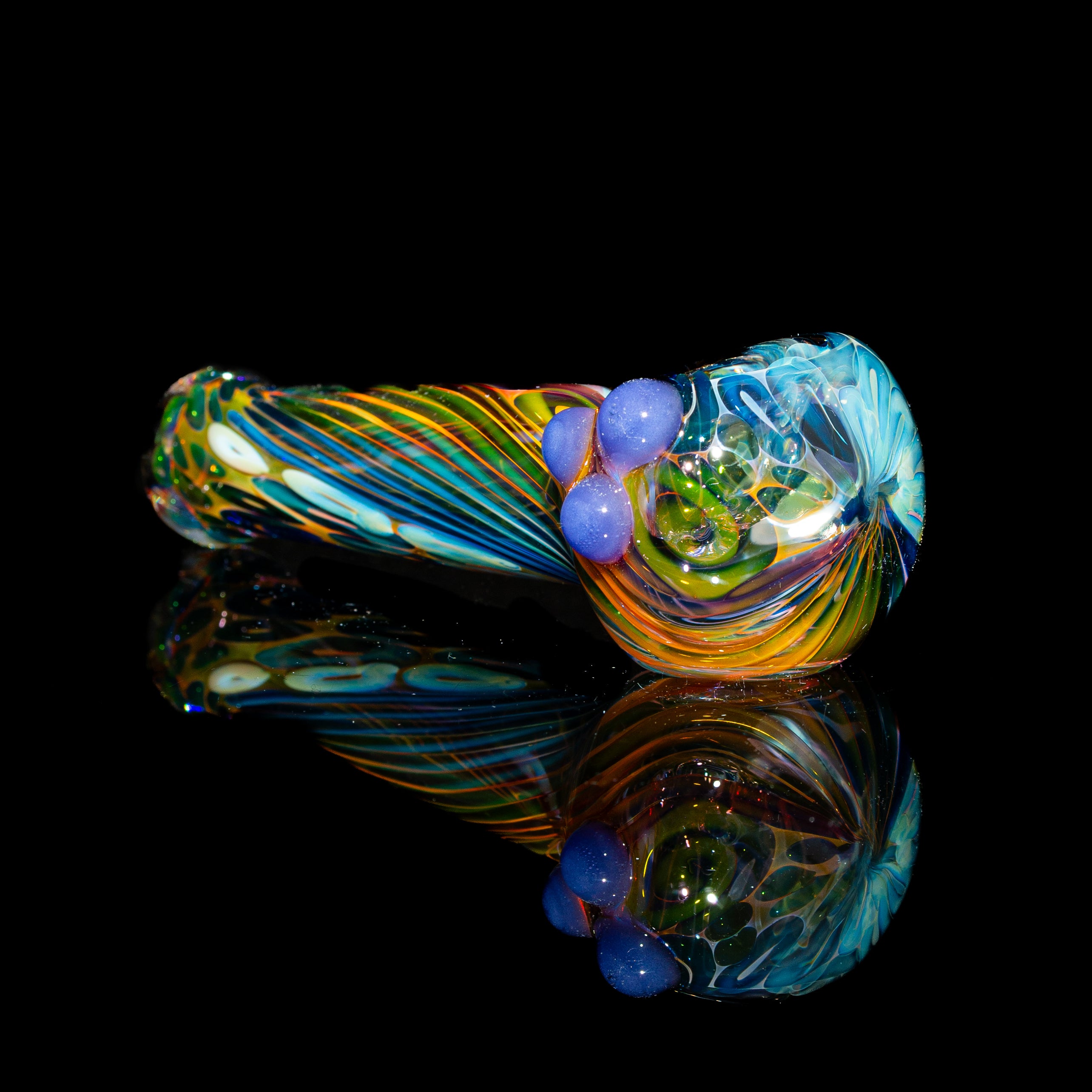 Sarah Marblesbee - Purple Dotted Fumed Four Hole Spoon