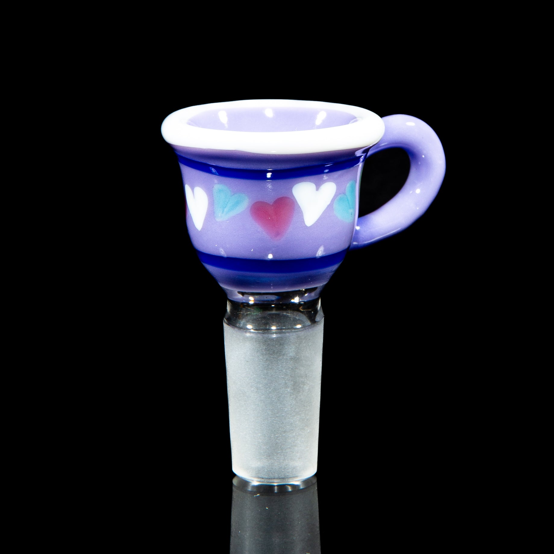 Sarah Marblesbee - Purple & Pastel Hearts Teacup Four Hole 14mm Slide