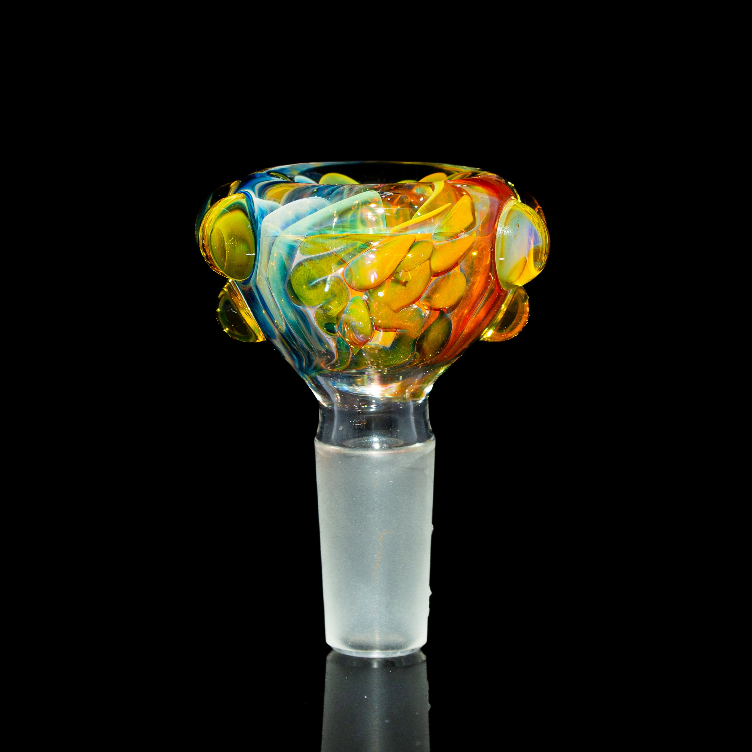 Sarah Marblesbee - Yellow Dotted Fumed Four Hole 14mm Slide 1