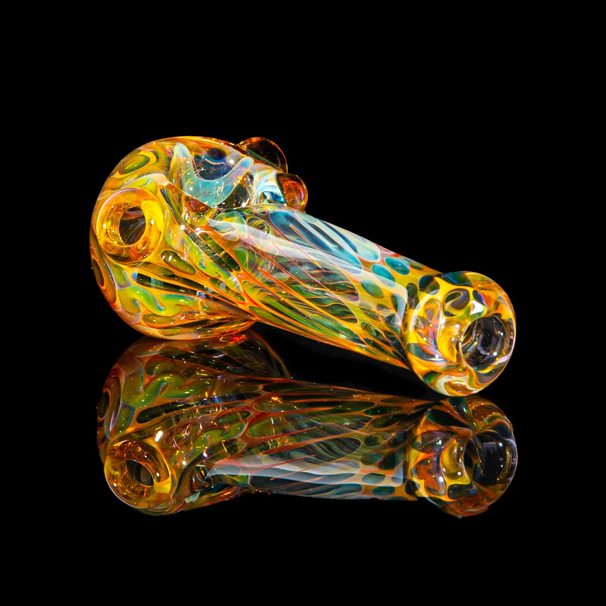 Sarah Marblesbee - Yellow Dotted Fumed Four Hole Spoon