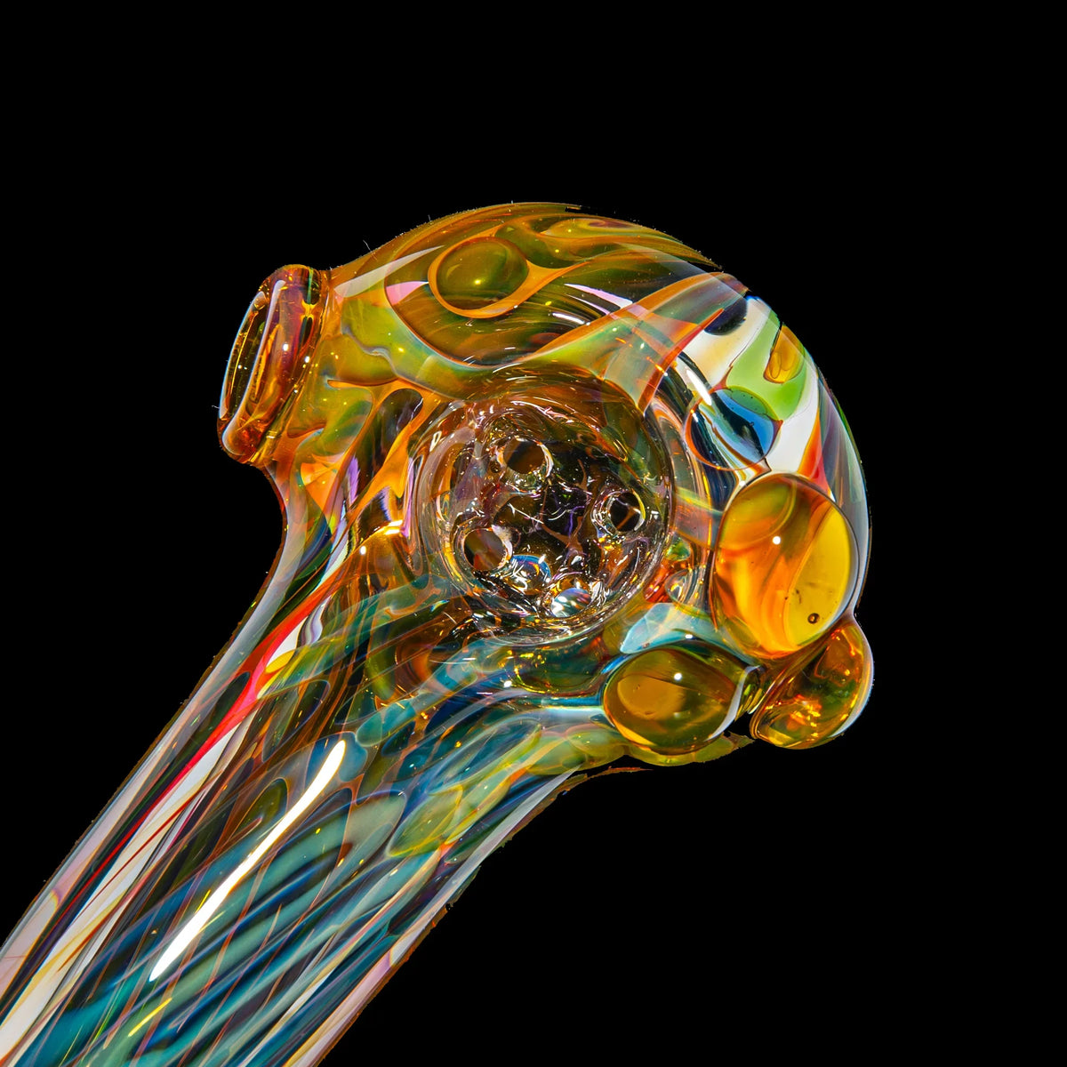 Sarah Marblesbee - Yellow Dotted Fumed Four Hole Spoon