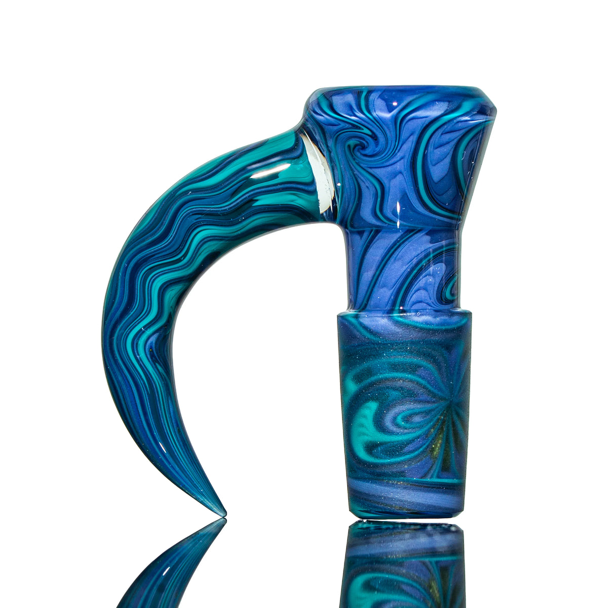 Hand-blown glass Blue & Purple Linework Fully Worked 18mm Slide by Simple Lemon Farmer