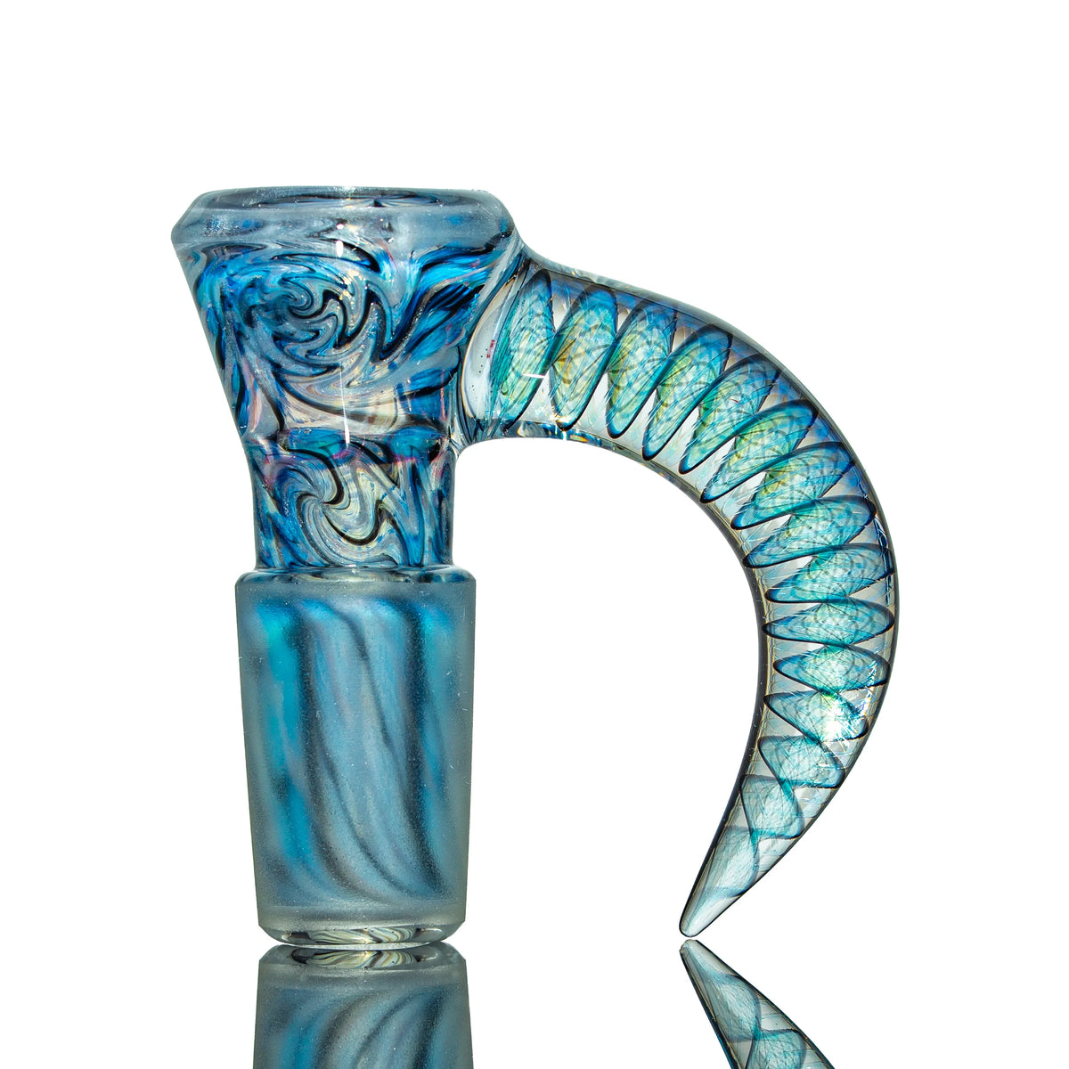 Hand-blown glass Meta-Terrania, White Satin & Black Fully Worked 18mm Slide by Simple Lemon Farmer