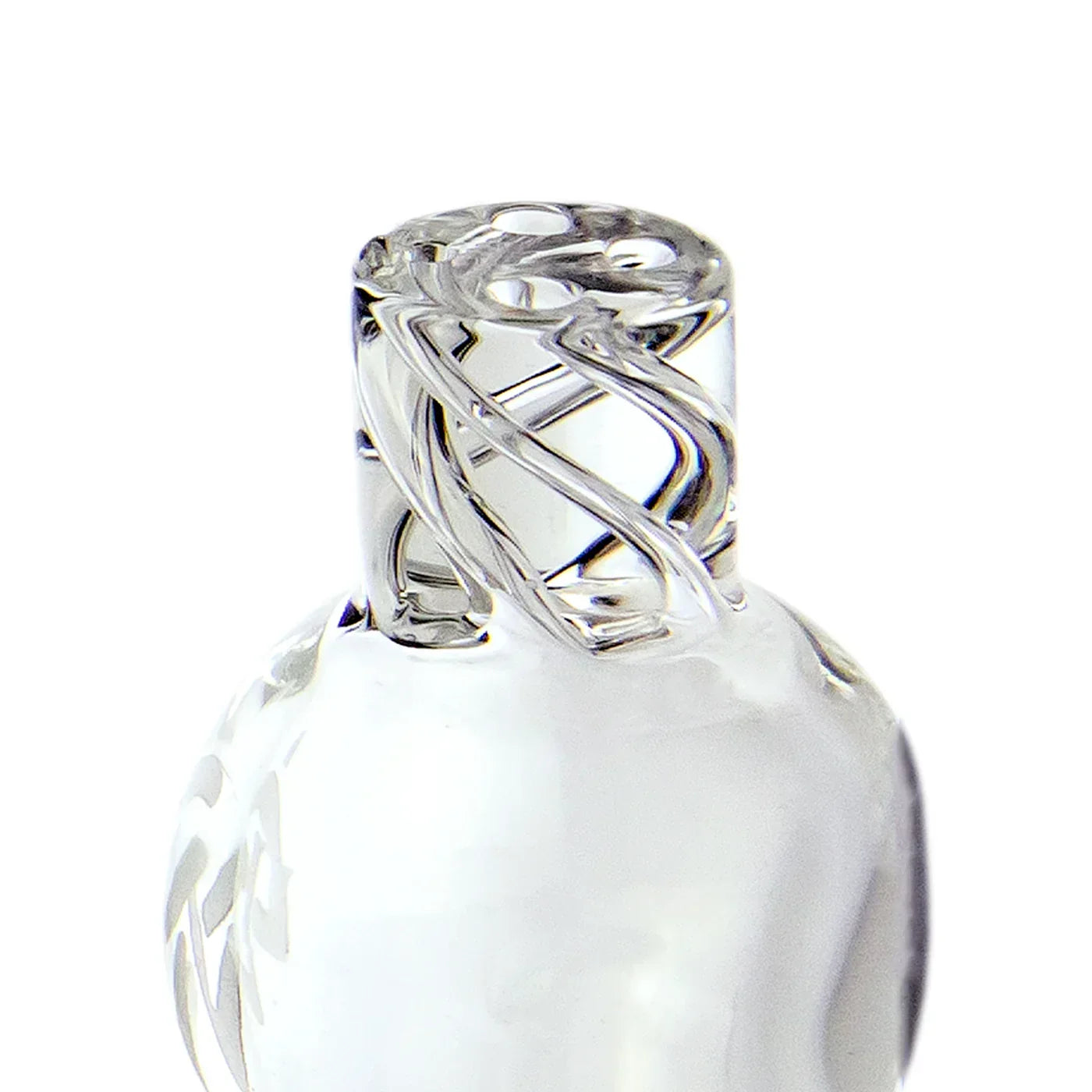 Clear glass spinner carb cap with spiral airflow design for dab rigs and concentrates