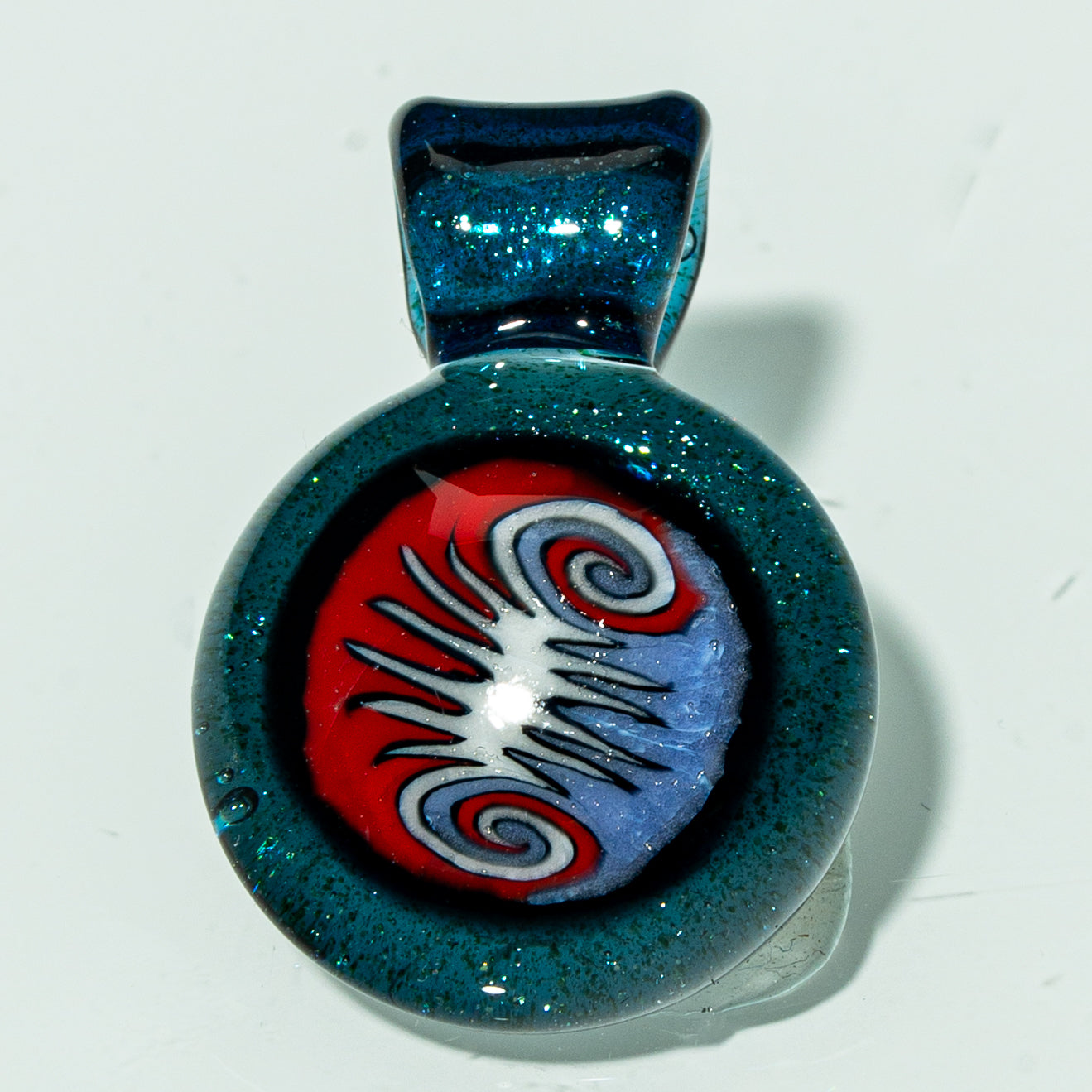 Strobel Glass - Red, White & Blue Stardust Wig Wag Pendant
