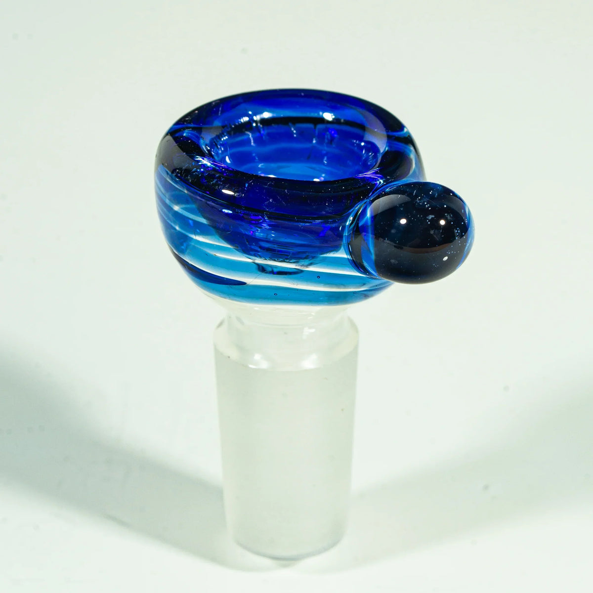 Blue glass 14mm slide bowl accessory with clear joint for water pipe