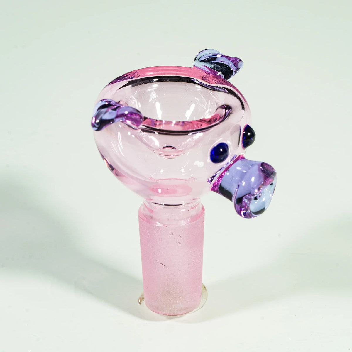 Transparent pink glass piggy bowl slide with 14mm joint for water pipe
