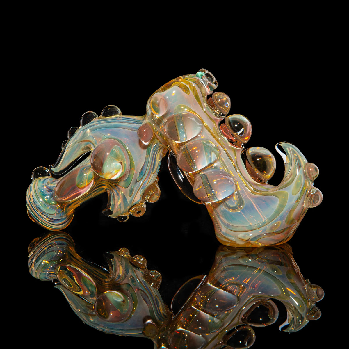 Hand-blown glass Razorback Bubbler by Torcher Glass