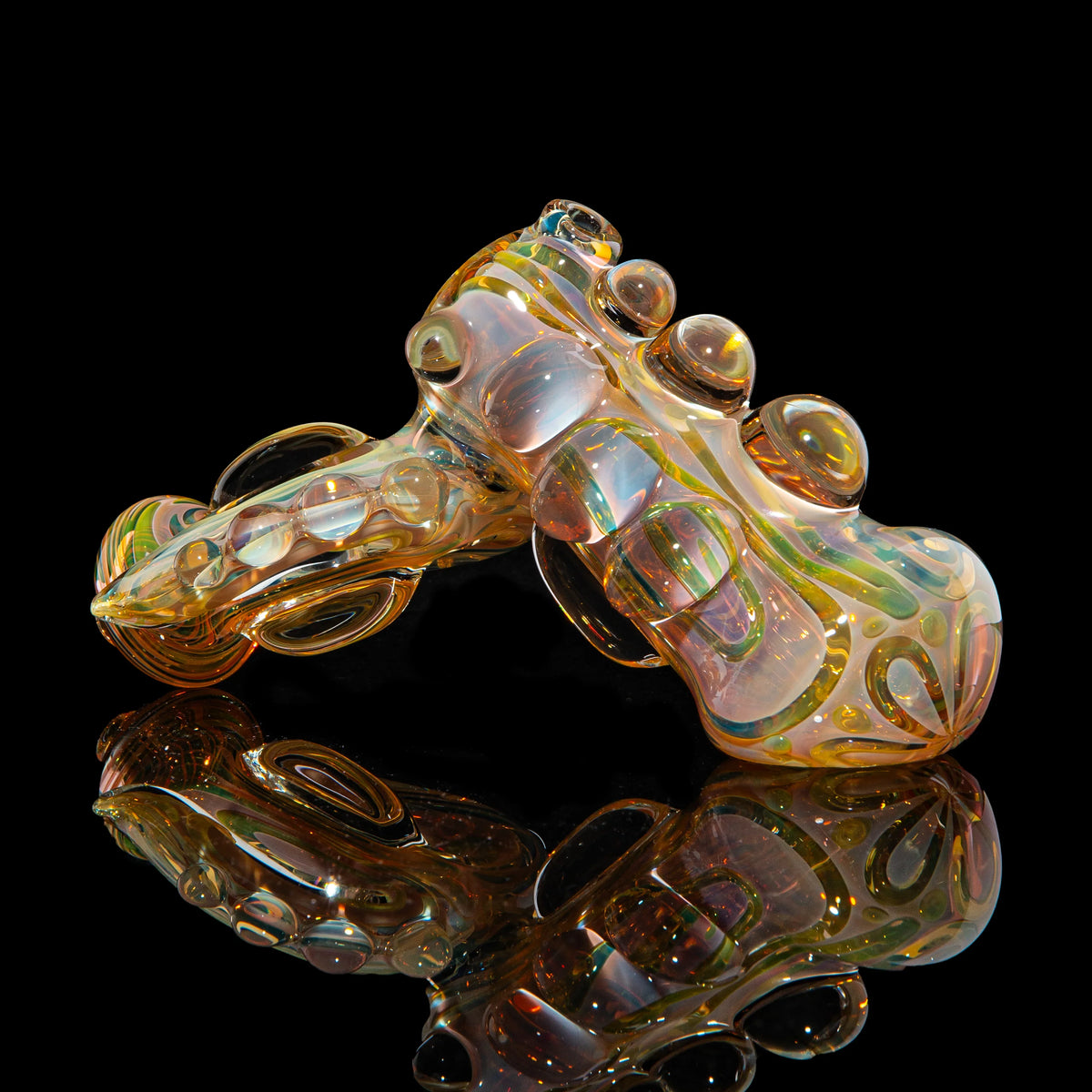 Hand-blown glass Trident Bubbler by Torcher Glass