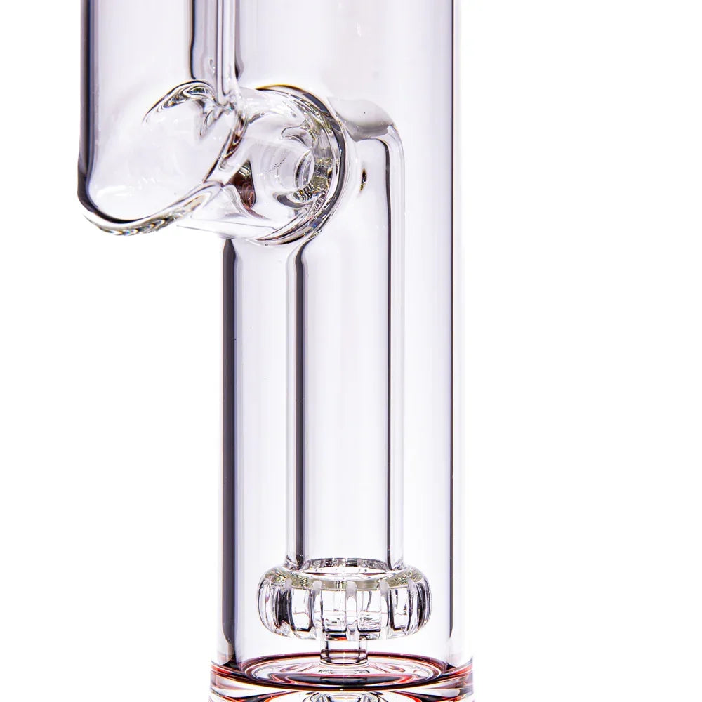 Clear glass water pipe with intricate glass percolator and straight tube design