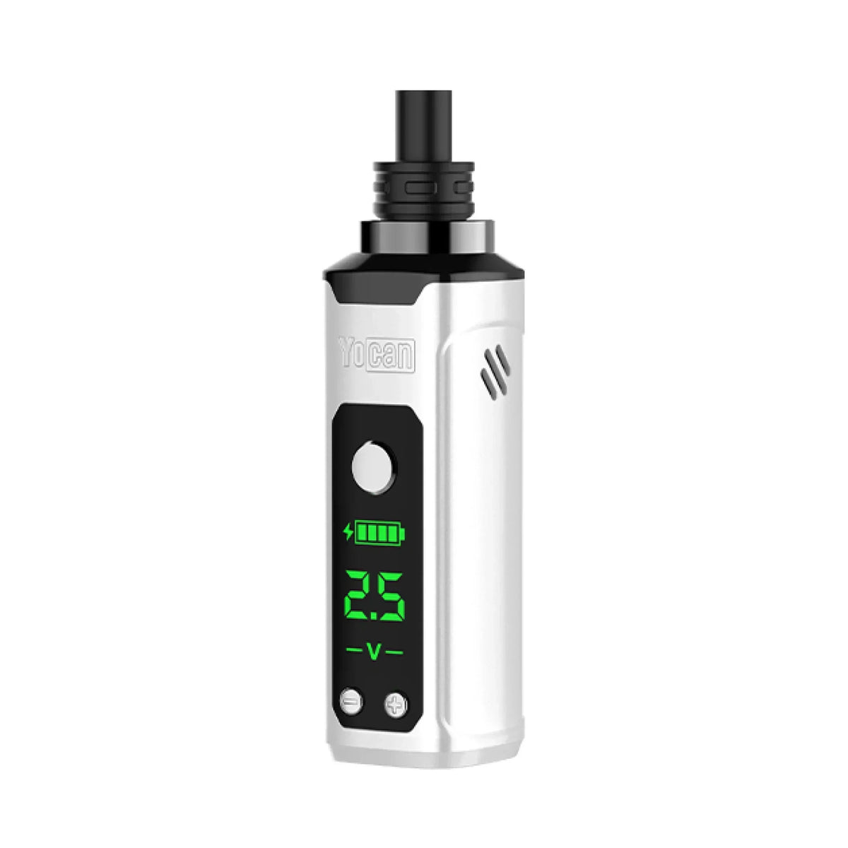 White portable dab pen vaporizer with LED screen and voltage display
