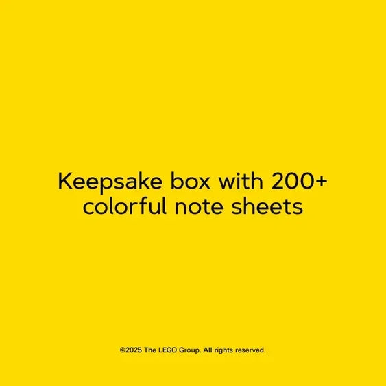 Keepsake box with 200+ colorful note sheets text on bright yellow background