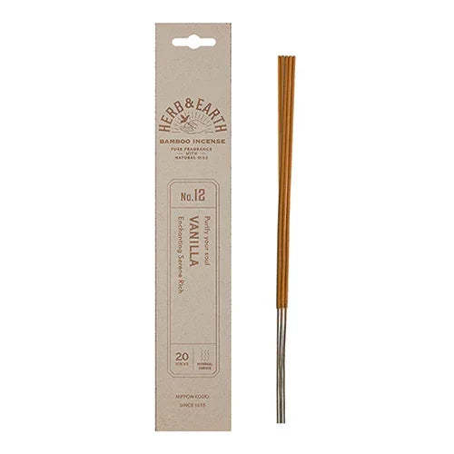 Herb & Earth vanilla bamboo incense sticks with eco-friendly packaging