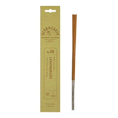 Herb & Earth Lemongrass bamboo incense sticks pack with 20 natural incense sticks