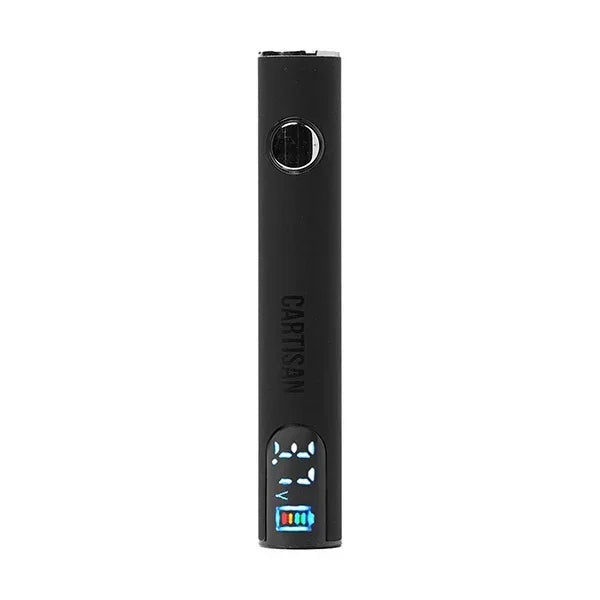 Black Cartisan Pro Pen Neo 400 vaporizer battery with digital display and button.